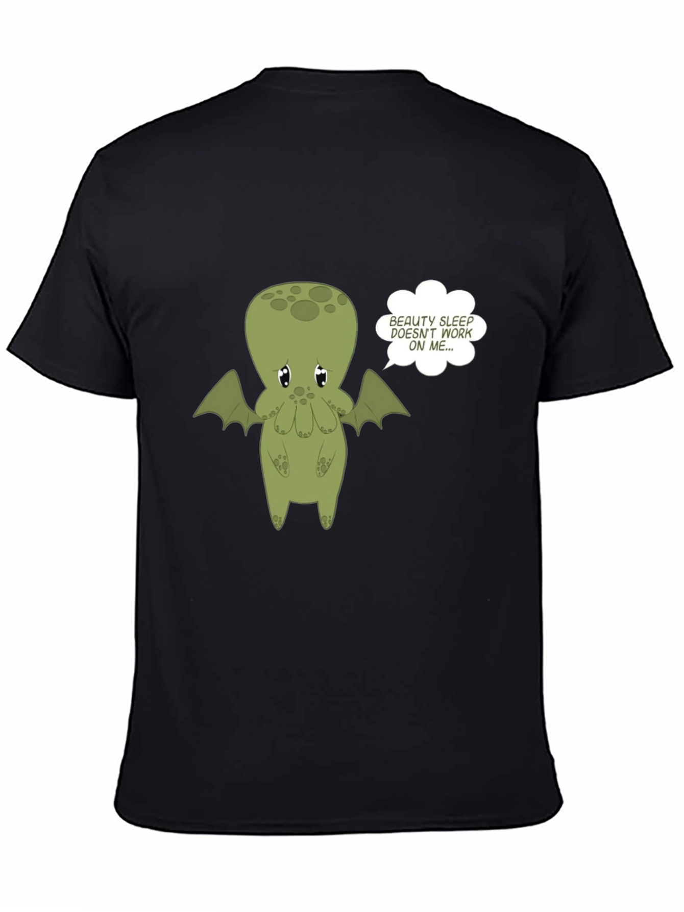 Black Cute Cthulhu 'Beauty Sleep' Graphic Tee - Black view 4