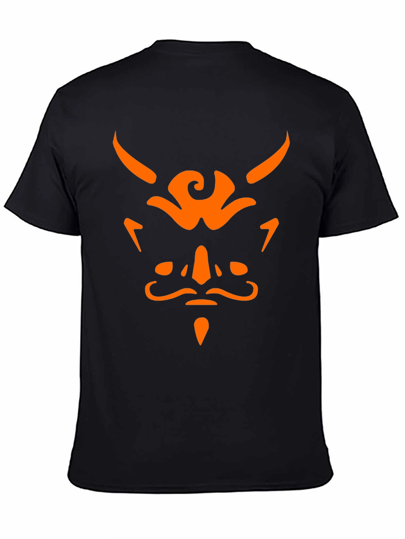 Black Men's Black T-Shirt with Orange Demon Graphic view 4