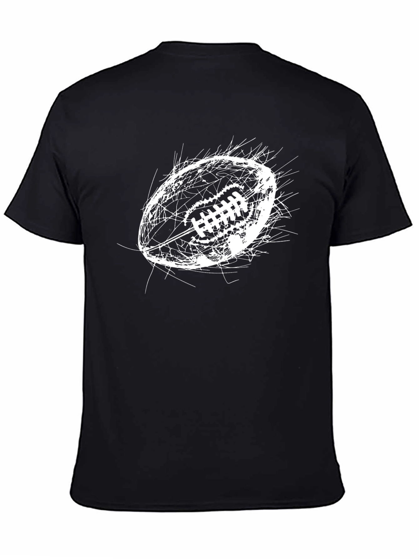Black Football Graphic Tee - Black Cotton Casual Top view 4