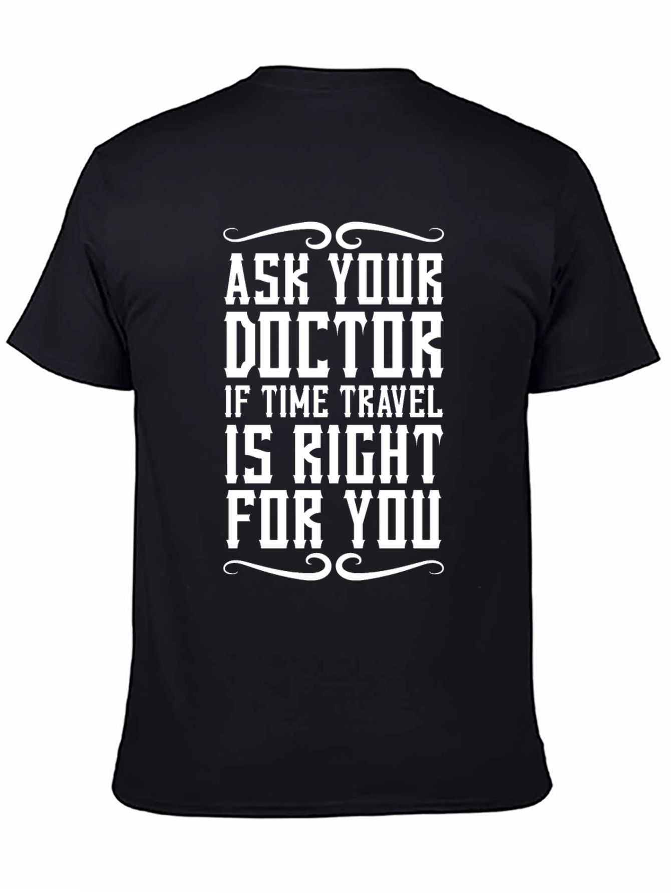 Black Time Travel Doctor T-Shirt Funny Novelty Tee view 4