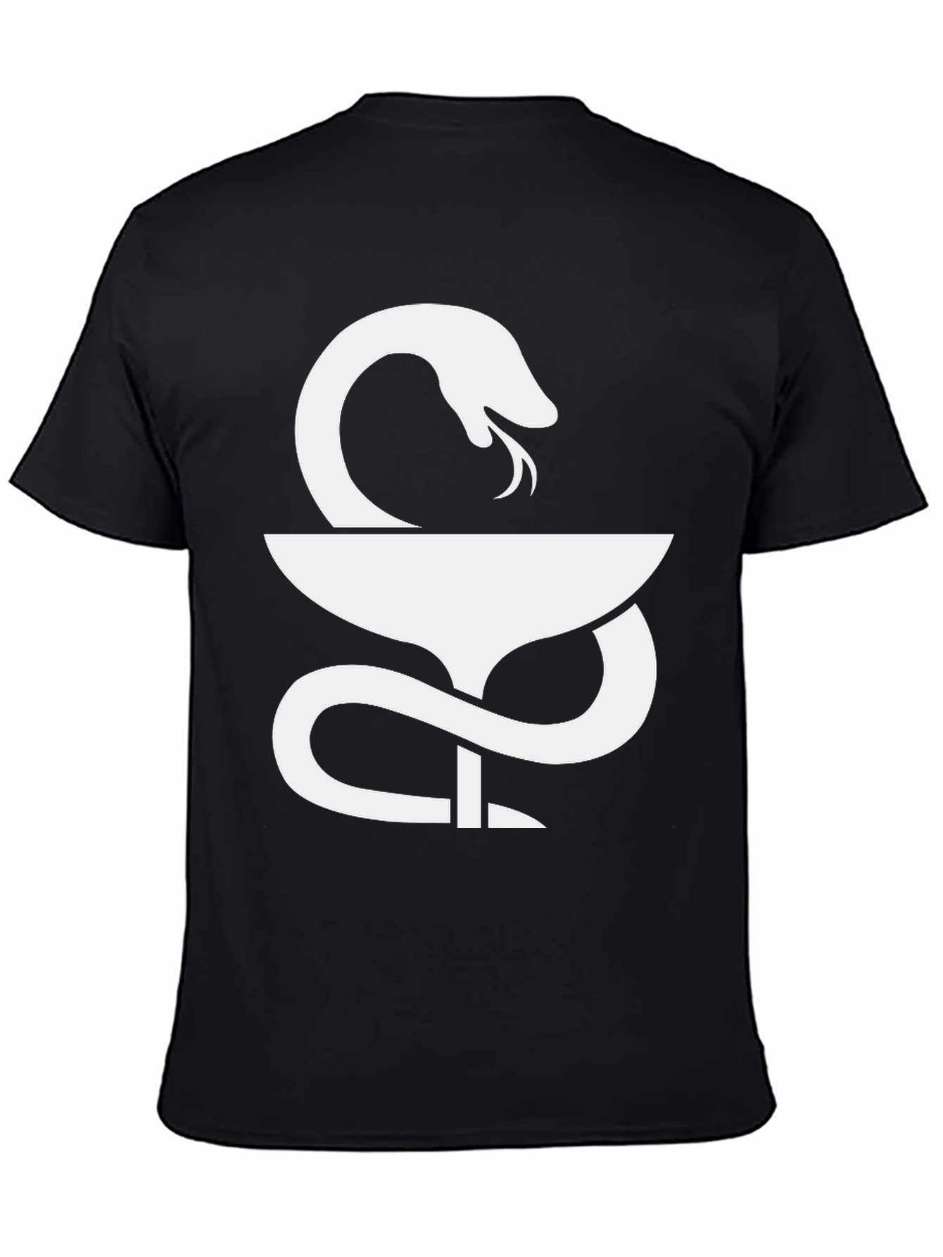 Black Caduceus Snake & Bowl T-Shirt - Medical Symbol view 4