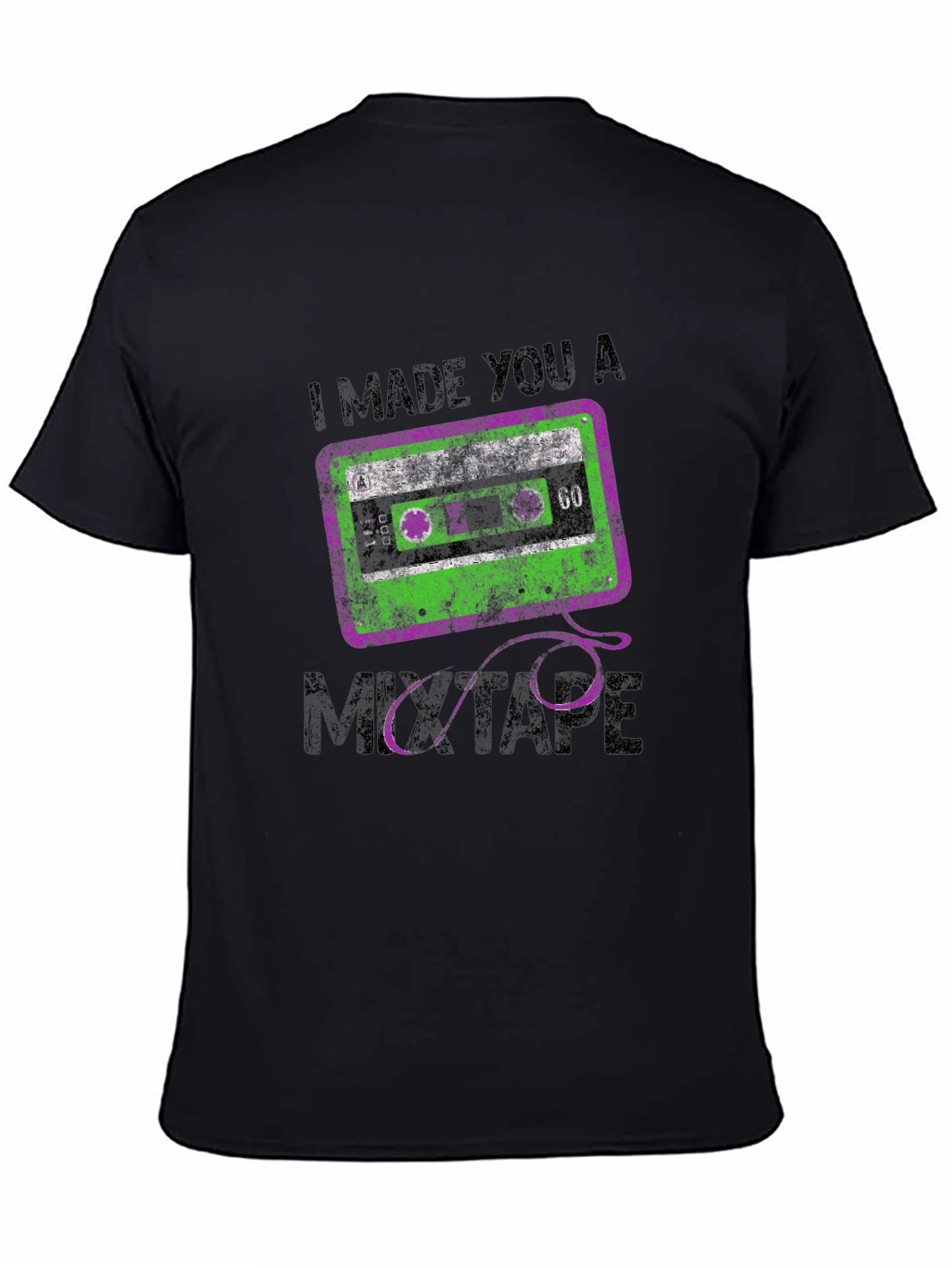 Black I Made You a Mixtape Graphic Tee - Vintage Cassette T-Shirt view 4