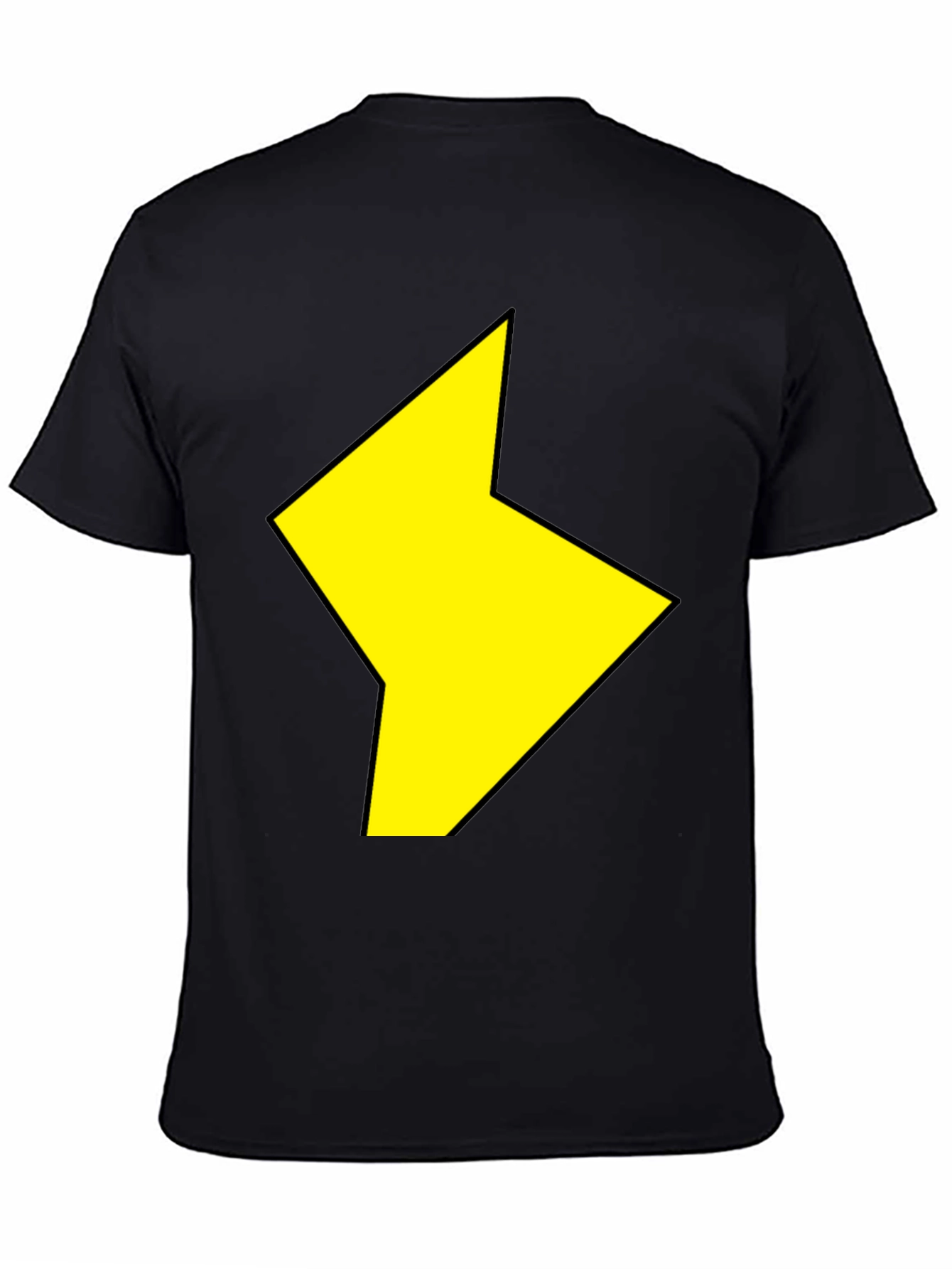 Black Black T-Shirt with Yellow Lightning Bolt Design view 4