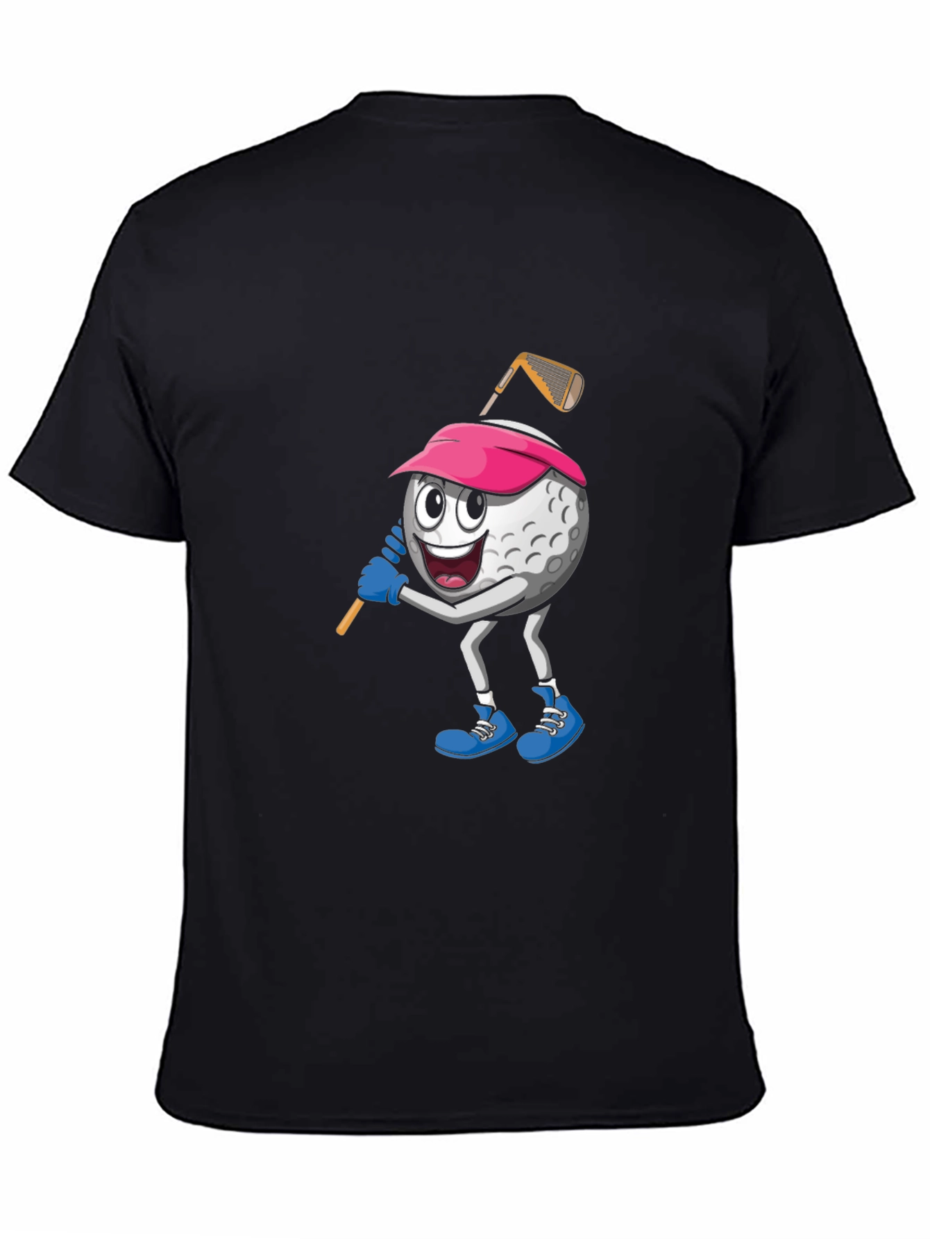 Black Golf Ball Cartoon Black T-Shirt view 4