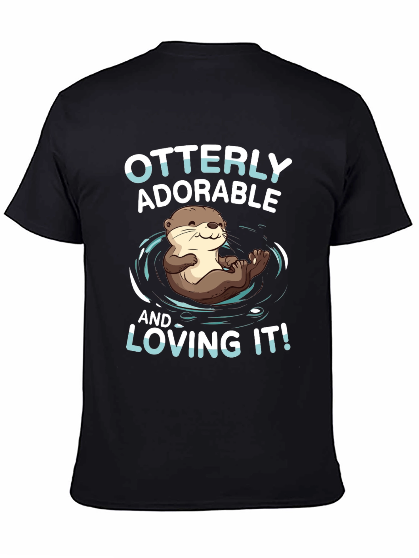 Black Otterly Adorable T-Shirt - Cute Otter Design view 4