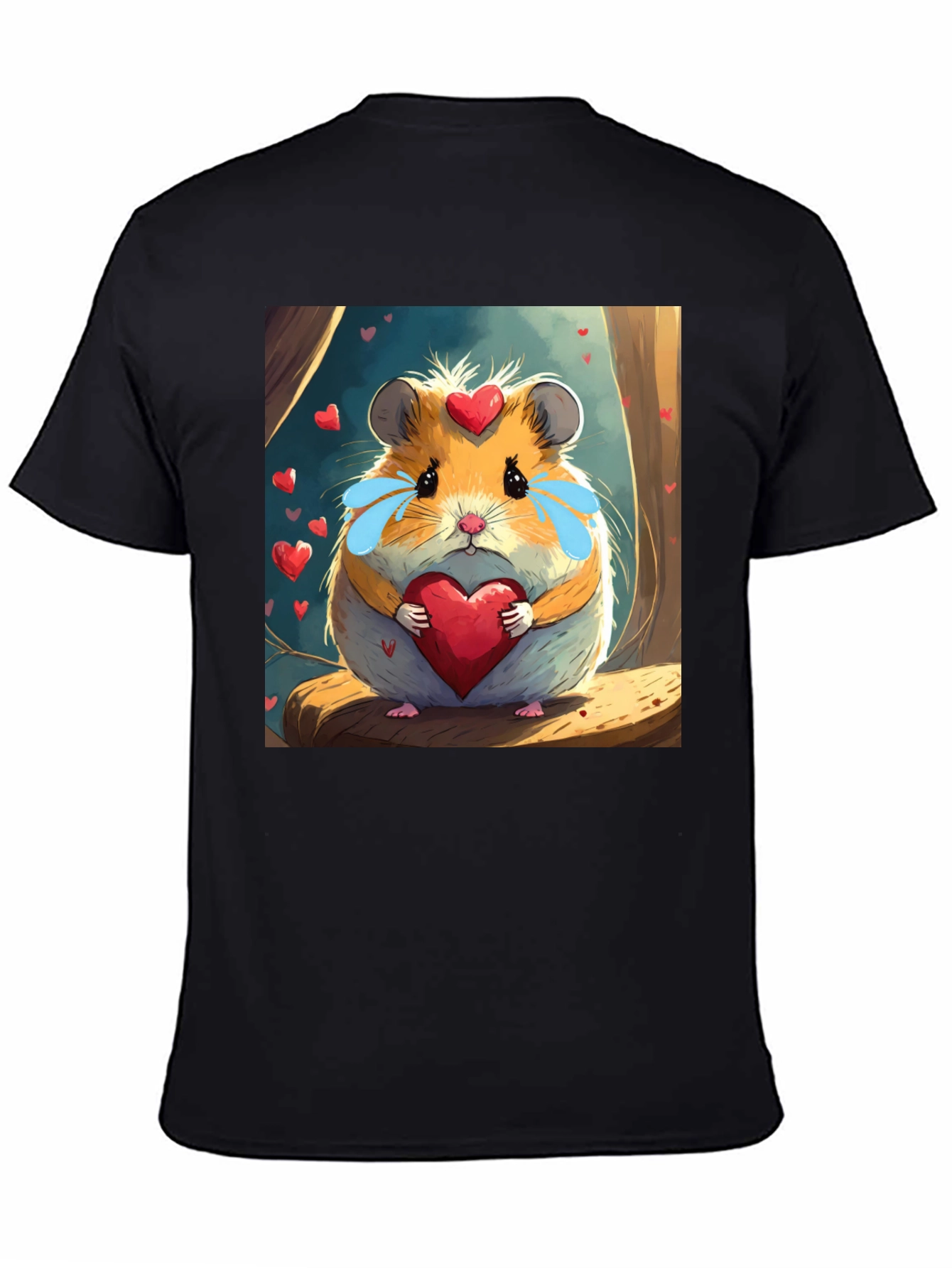 Black Hamster Heart T-Shirt - Cute Cartoon Love Tee view 4