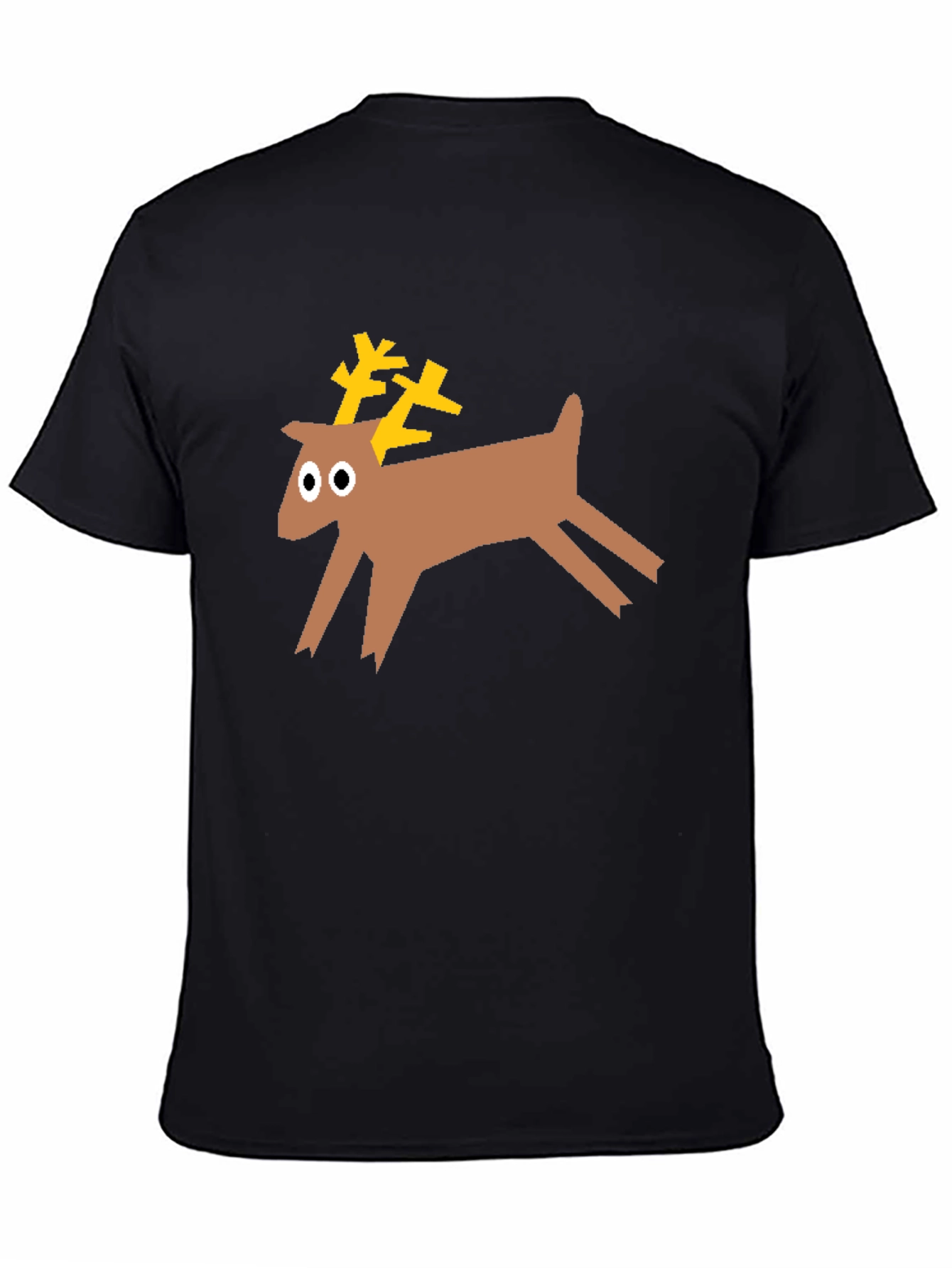Black Reindeer Graphic Tee - Black Cotton T-Shirt view 4
