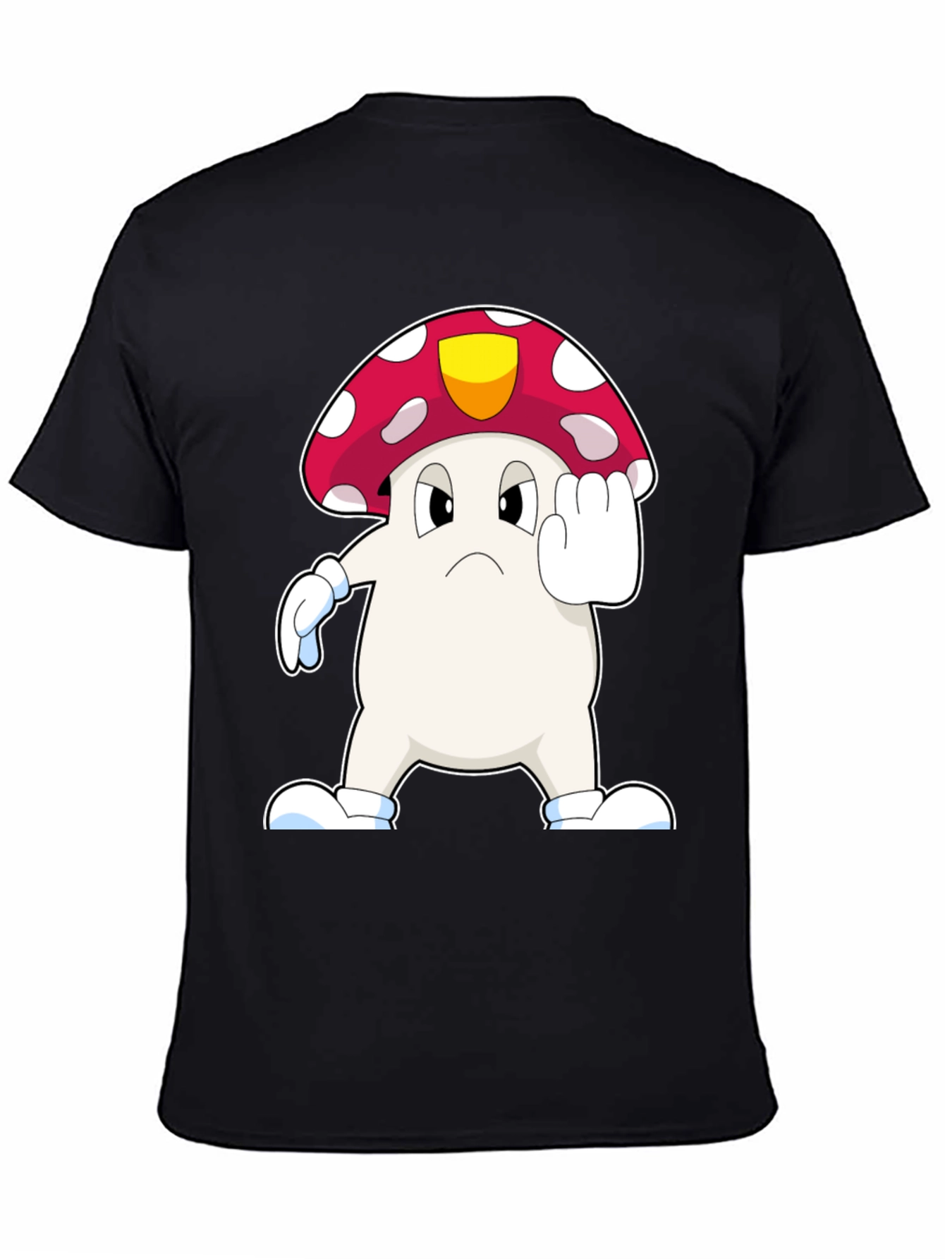 Black Mushroom Cartoon T-Shirt view 4