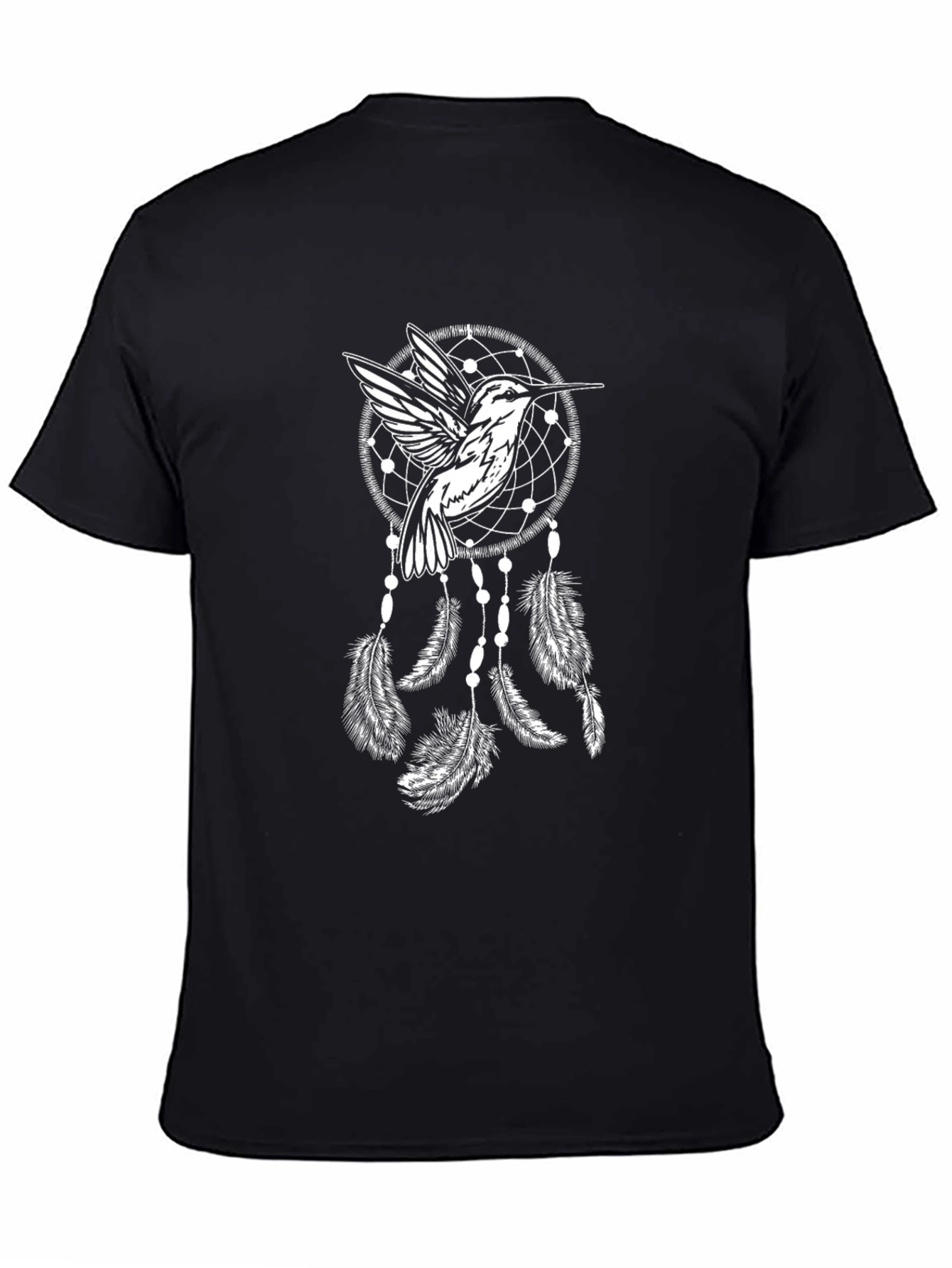 Black Hummingbird Dreamcatcher Black T-Shirt view 4