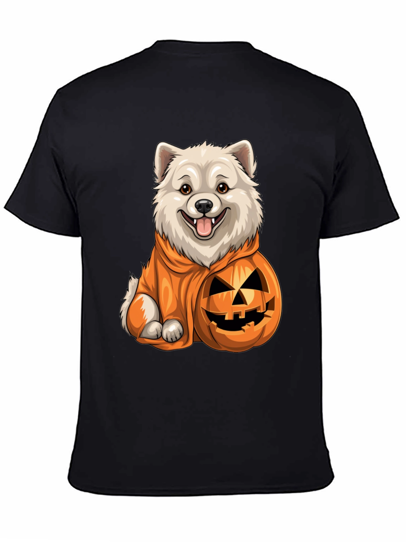Black Dog in Pumpkin Costume T-Shirt view 4
