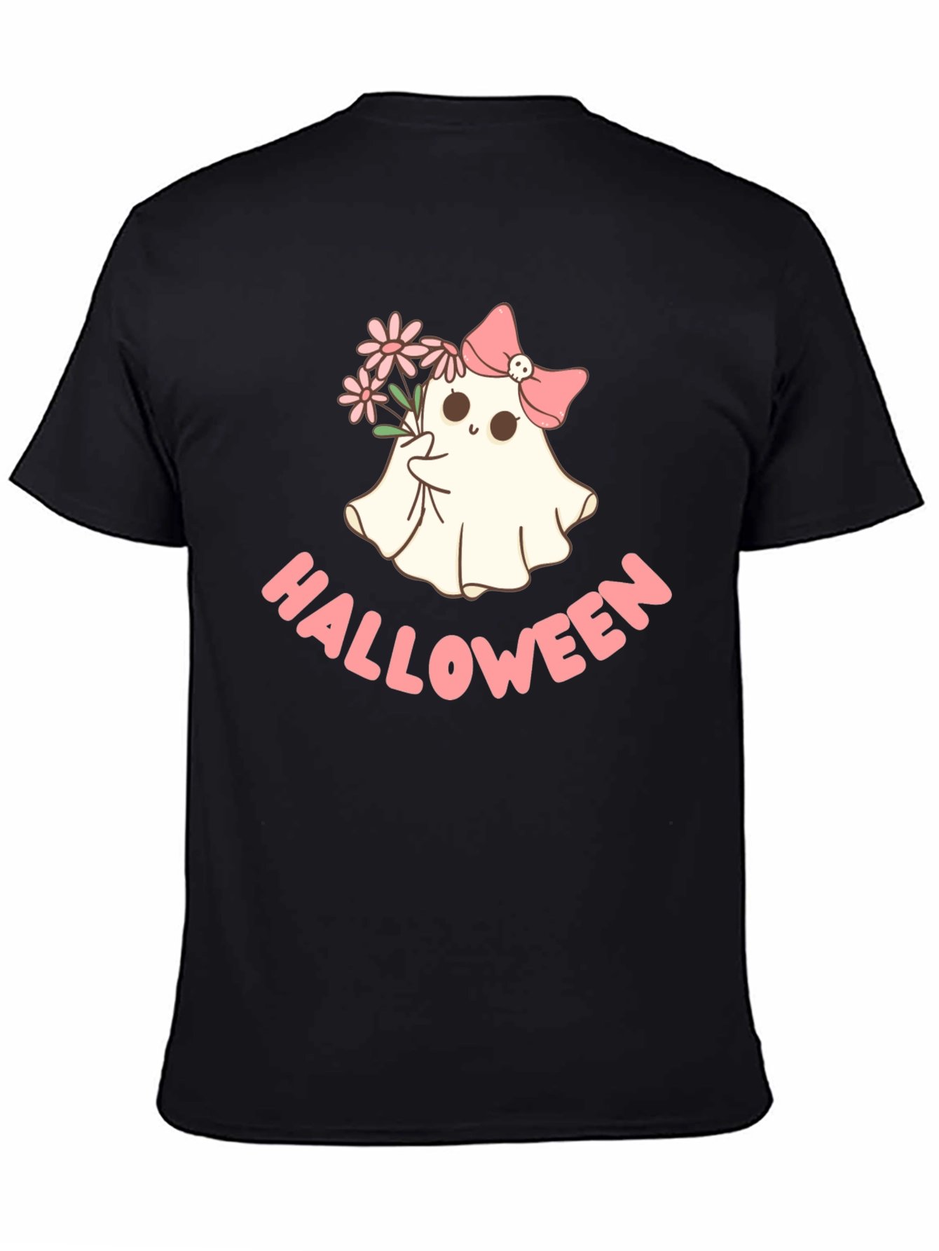 Black Cute Halloween Ghost T-Shirt view 4