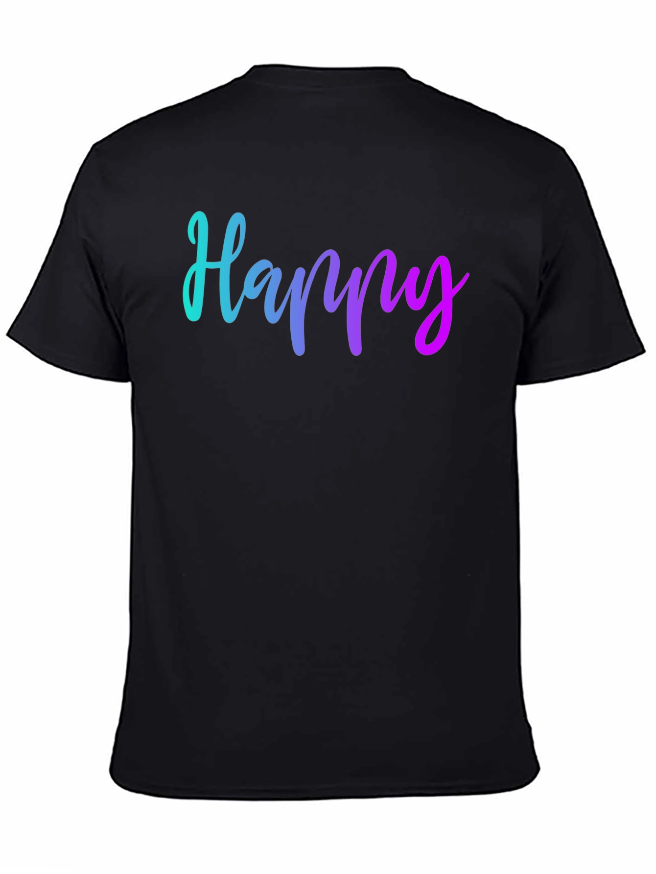 Black Happy Gradient Graphic Black T-Shirt view 4