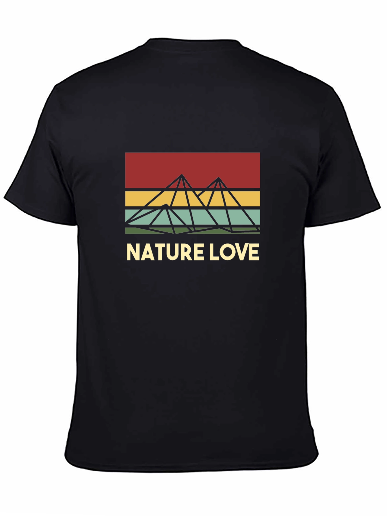Black Nature Love Retro Mountain T-Shirt view 4