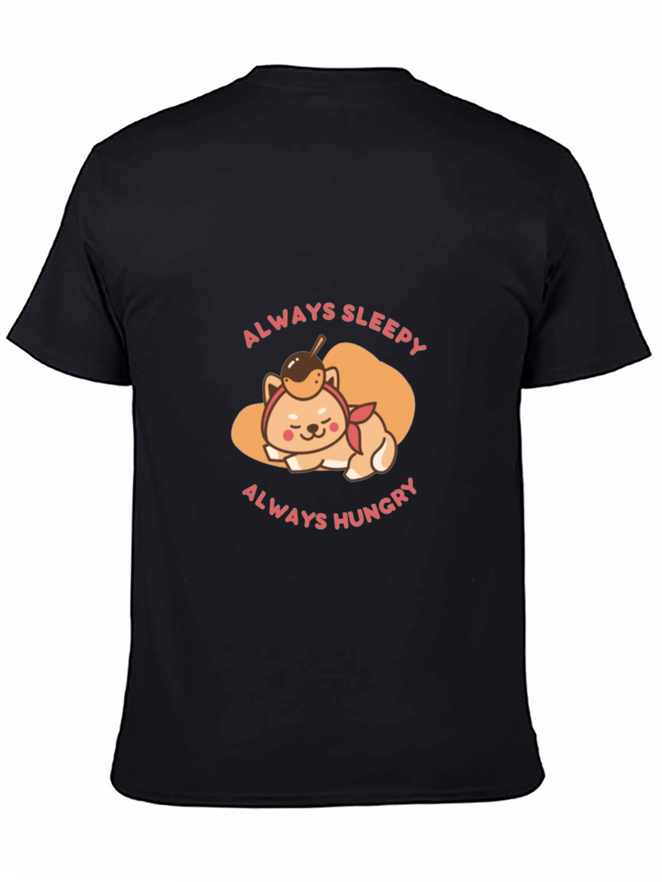 Black Always Sleepy Hungry Shiba Inu T-Shirt view 4