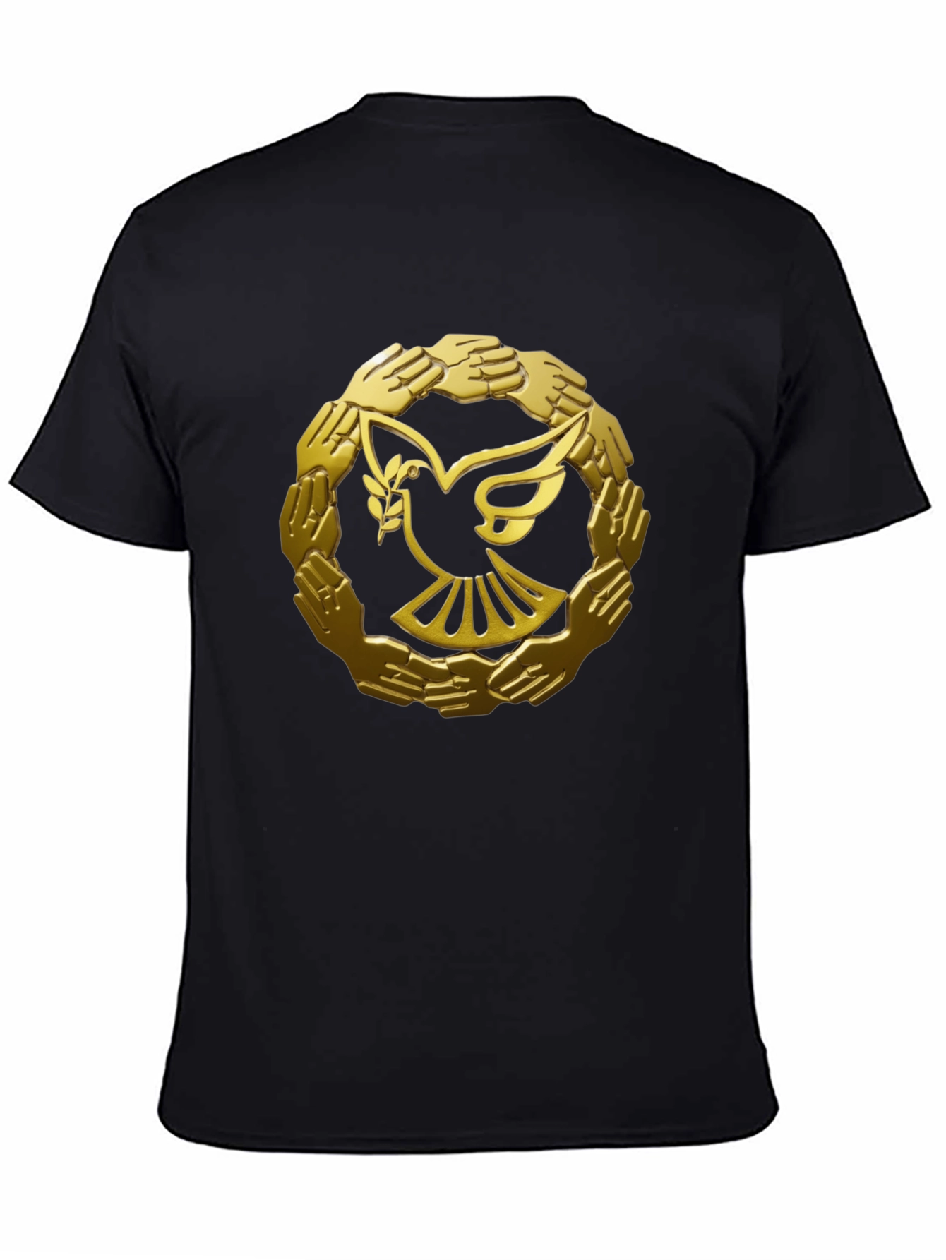 Black Peace Dove & Hands Graphic Tee - Black Cotton view 4