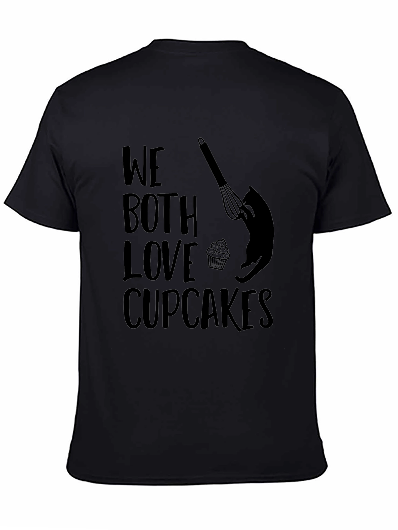 Black We Both Love Cupcakes T-Shirt - Cat & Whisk Design view 4