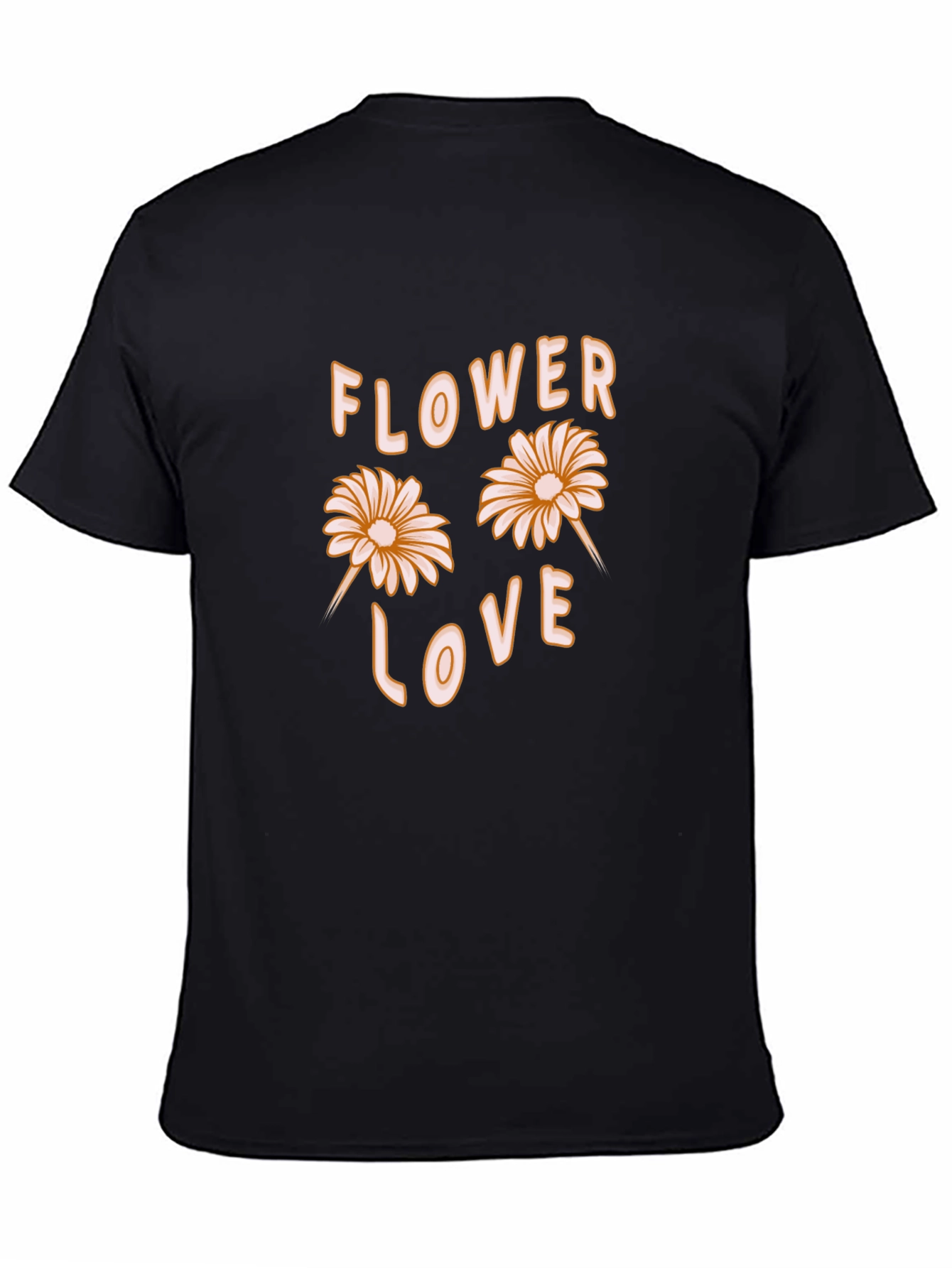 Black Flower Love Graphic Tee - Black Cotton Casual Shirt view 4