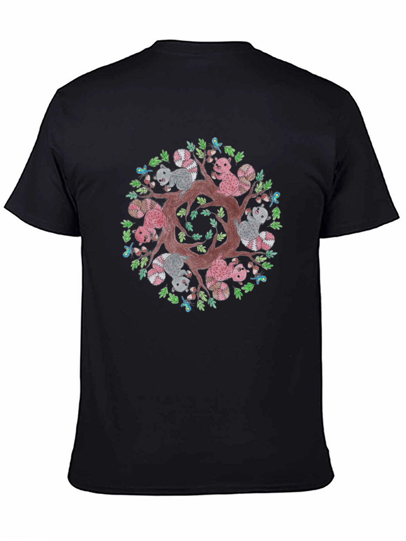 Black Squirrel Mandala Graphic Tee - Black view 4