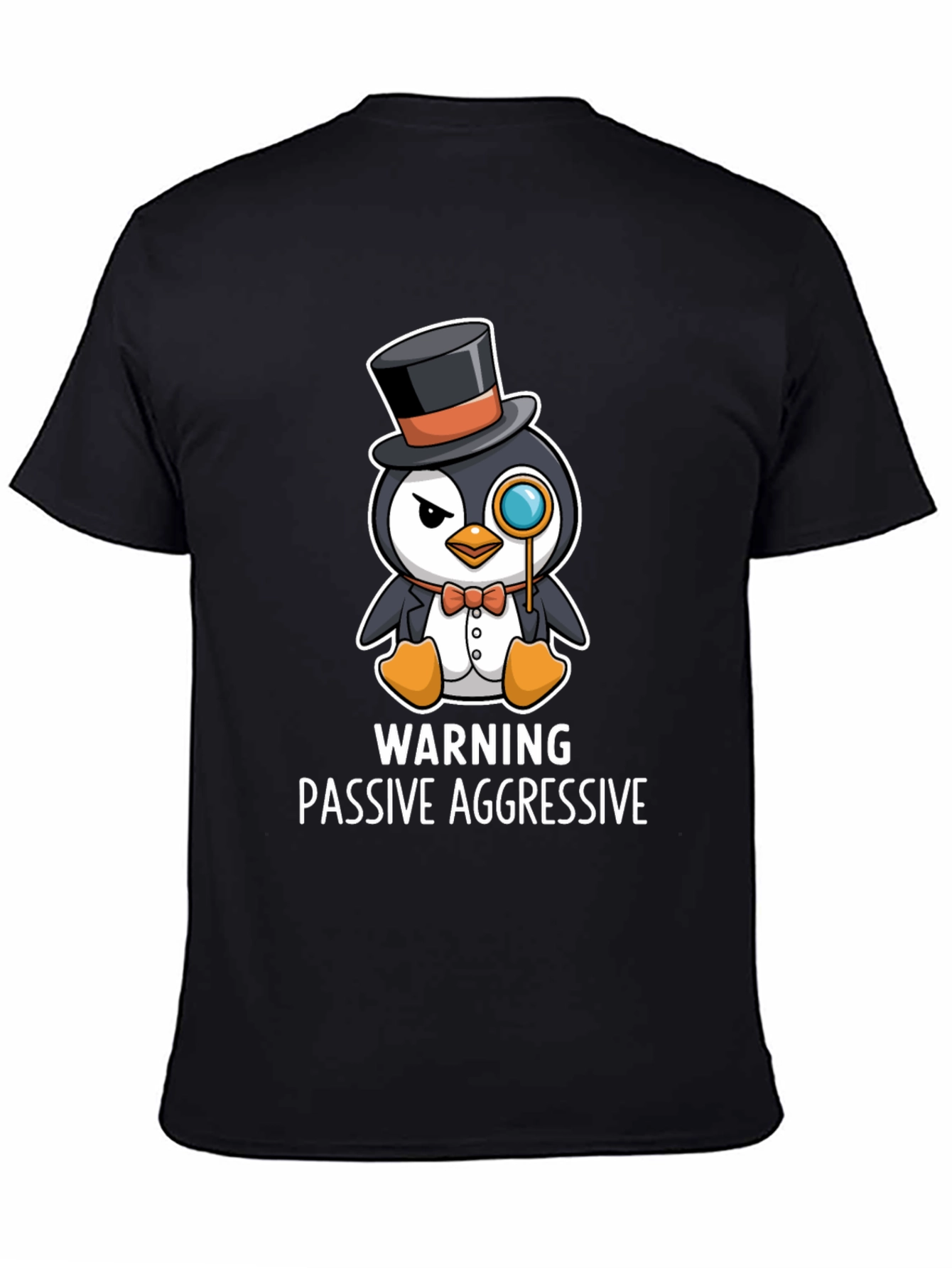 Black Passive Aggressive Penguin T-Shirt view 4