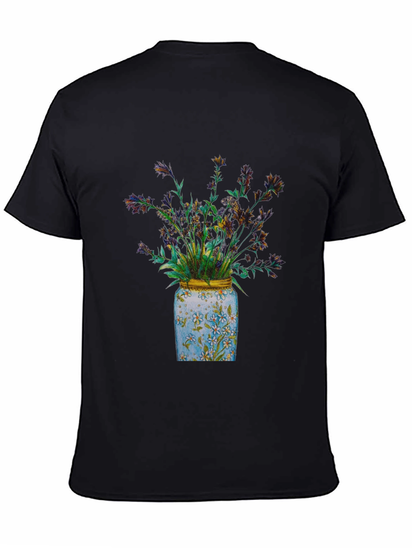 Black Floral Jar Graphic Tee - Soft Cotton Blend view 4