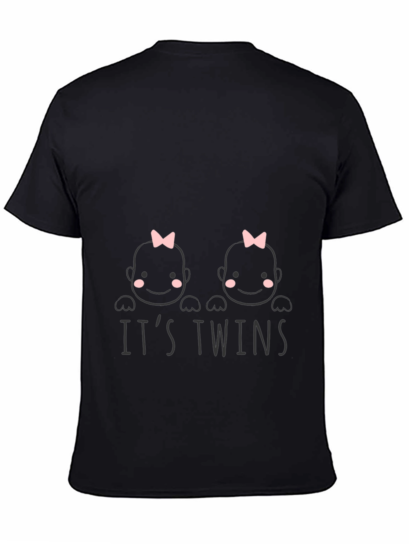 Black It's Twins! Baby Shower T-Shirt view 4