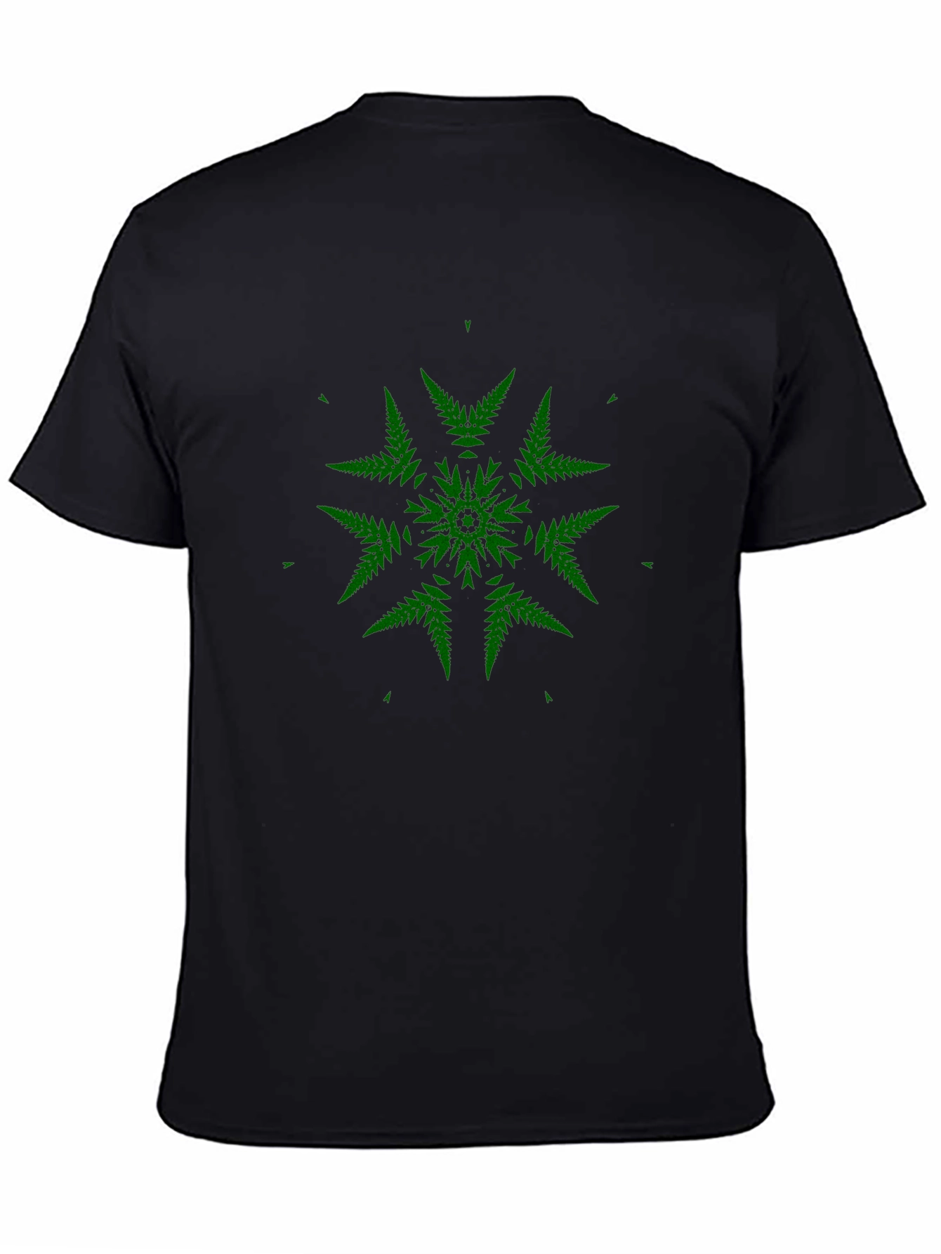 Black Fern Mandala Black T-Shirt - Unique Nature Design view 4