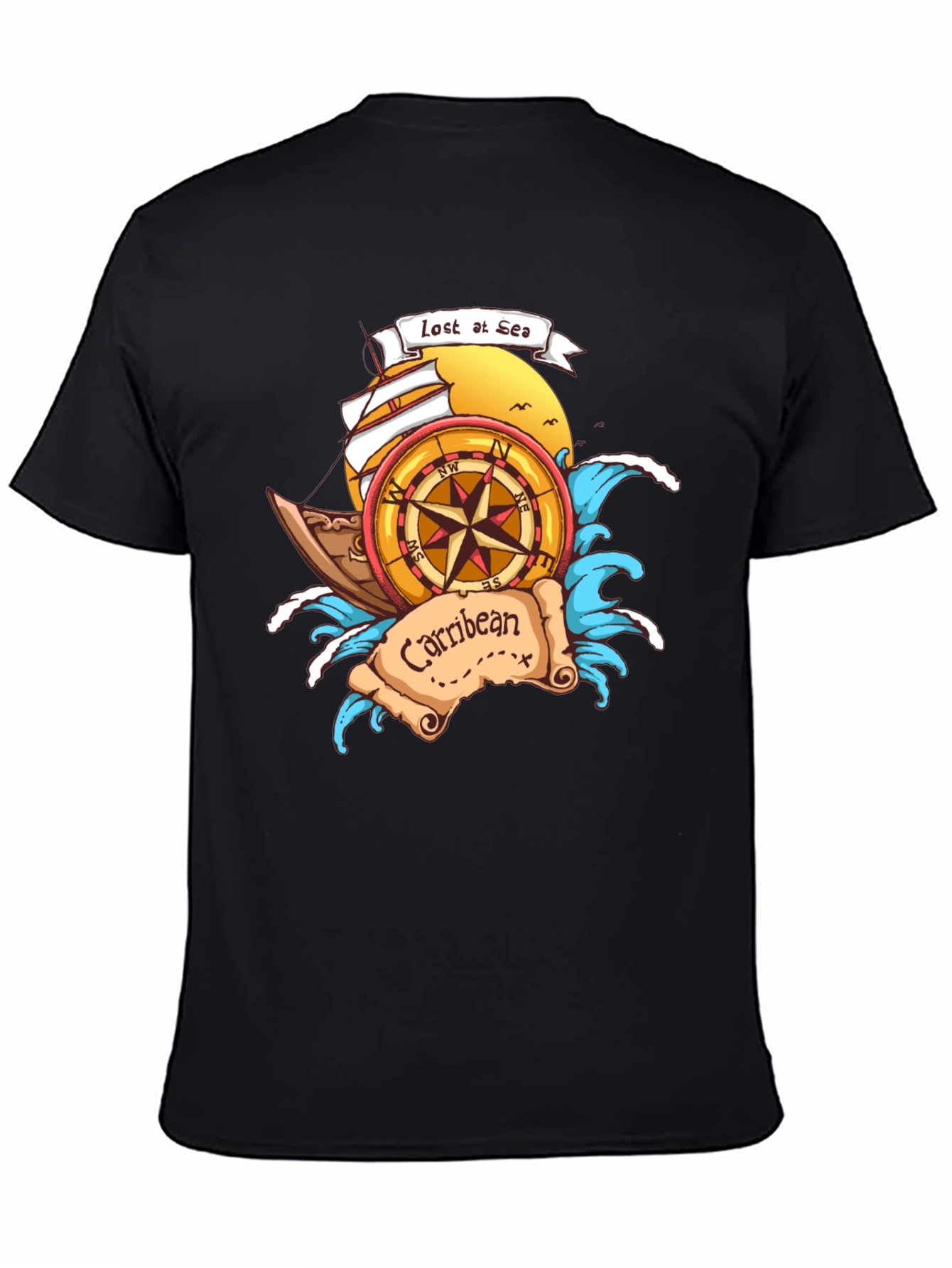 Black Lost at Sea Caribbean T-Shirt view 4