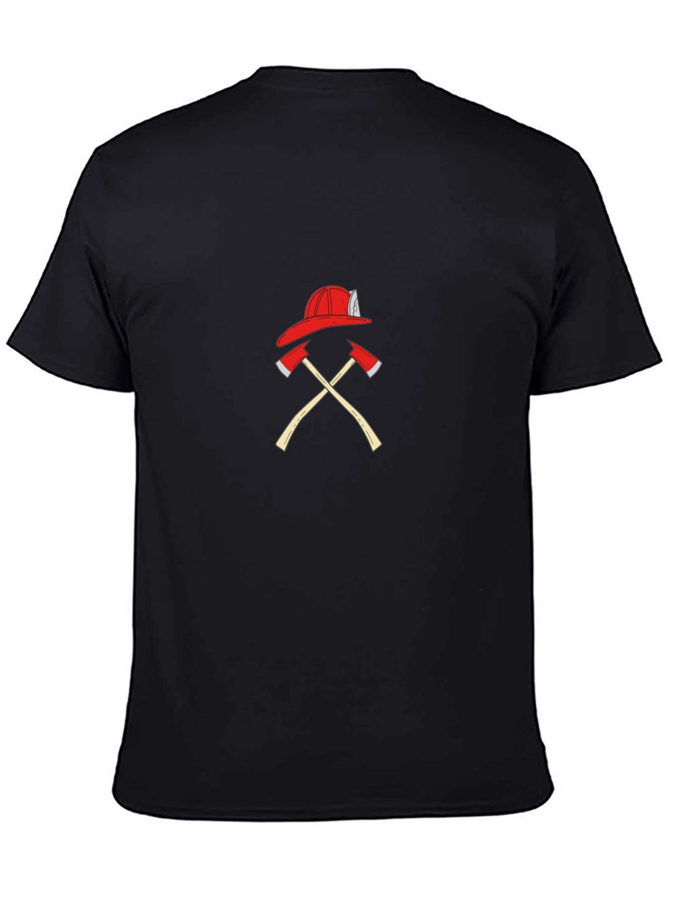 Black Firefighter Axe & Helmet Graphic Tee view 4