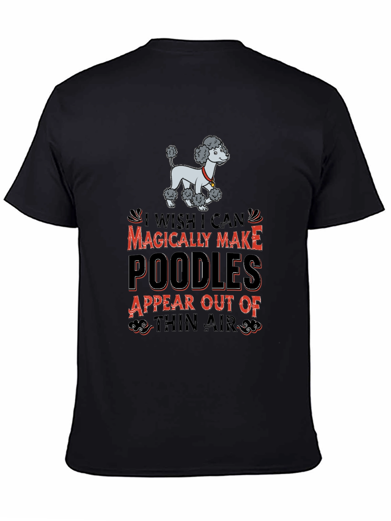 Black Magical Poodles Graphic Tee - Fun Novelty Shirt view 4