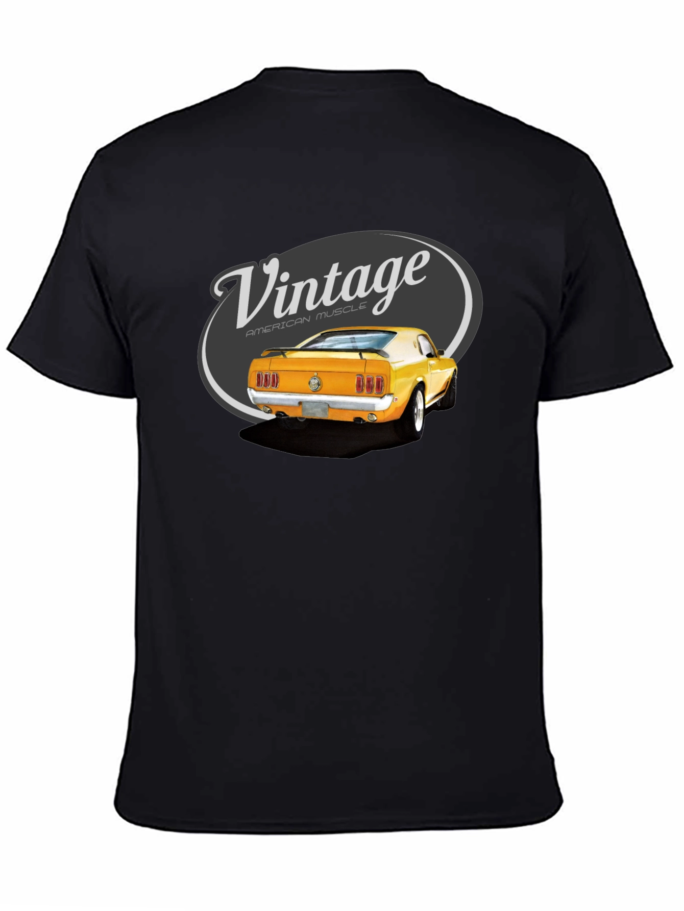 Black Vintage American Muscle Car T-Shirt view 4