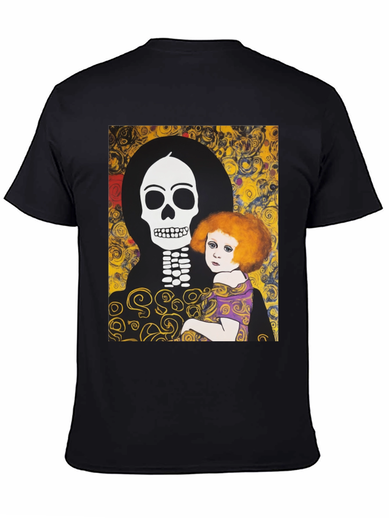 Black Klimt Death & Life Graphic Tee - Dark Humor Art view 4