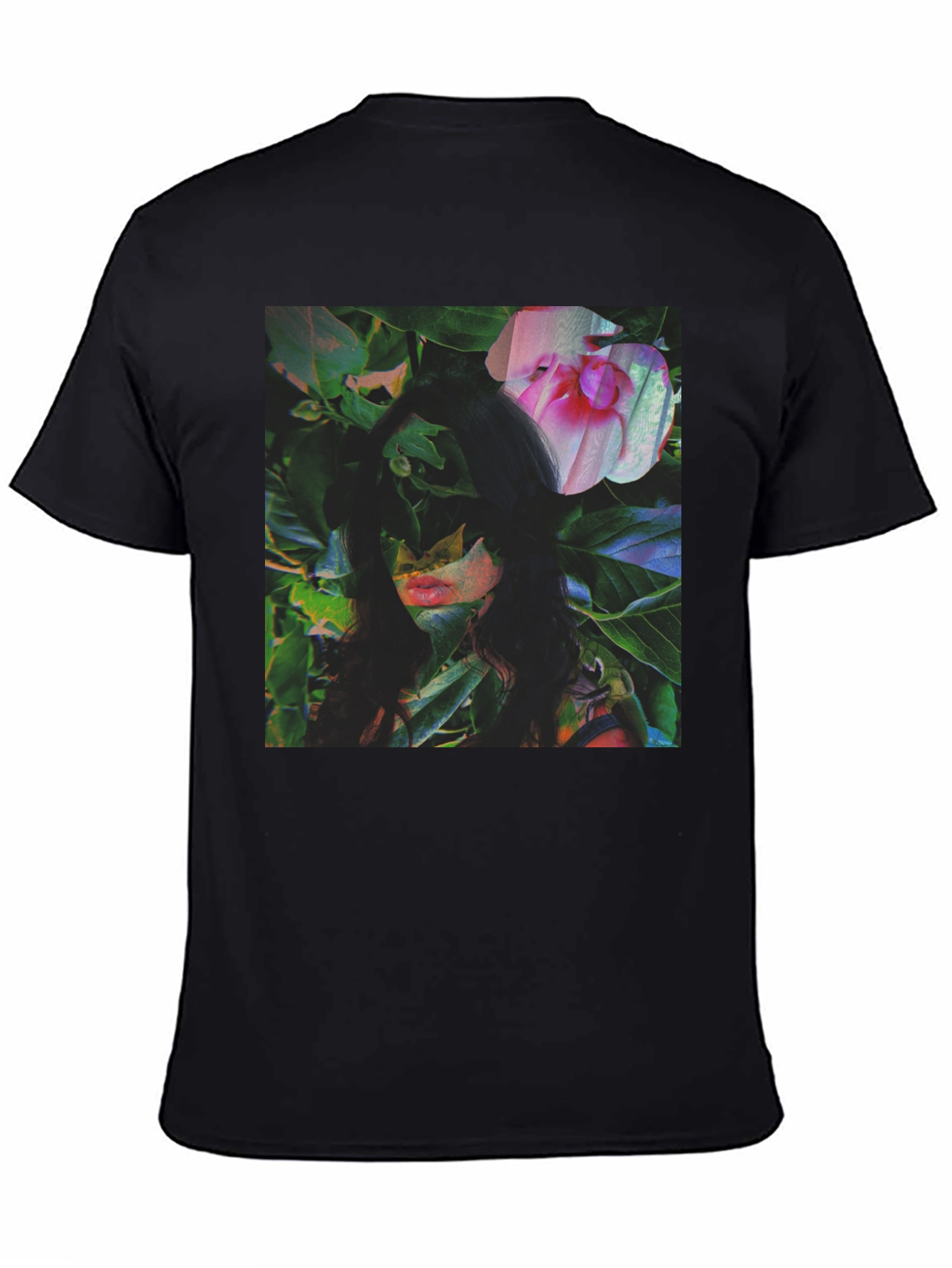 Black Floral Portrait Graphic Tee - Black Cotton Blend view 4