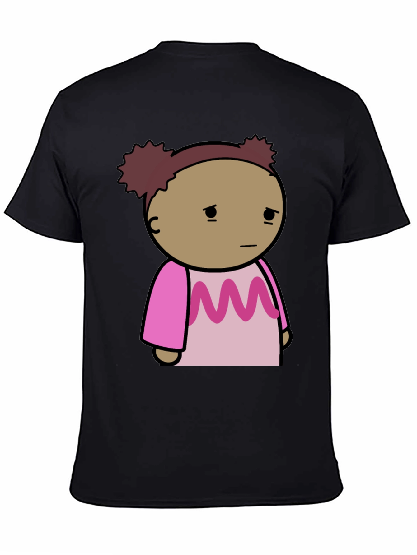 Black Sad Girl Cartoon Graphic T-Shirt view 4