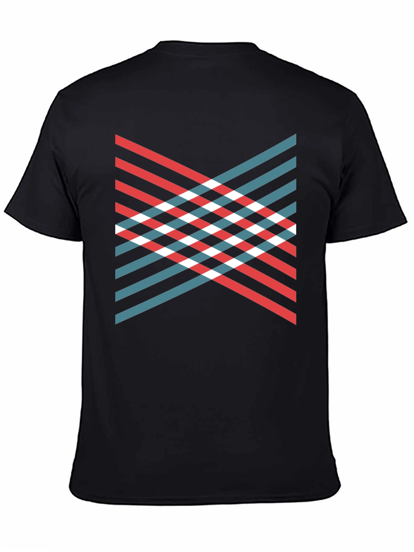 Black Modern Geometric Stripe T-Shirt view 4