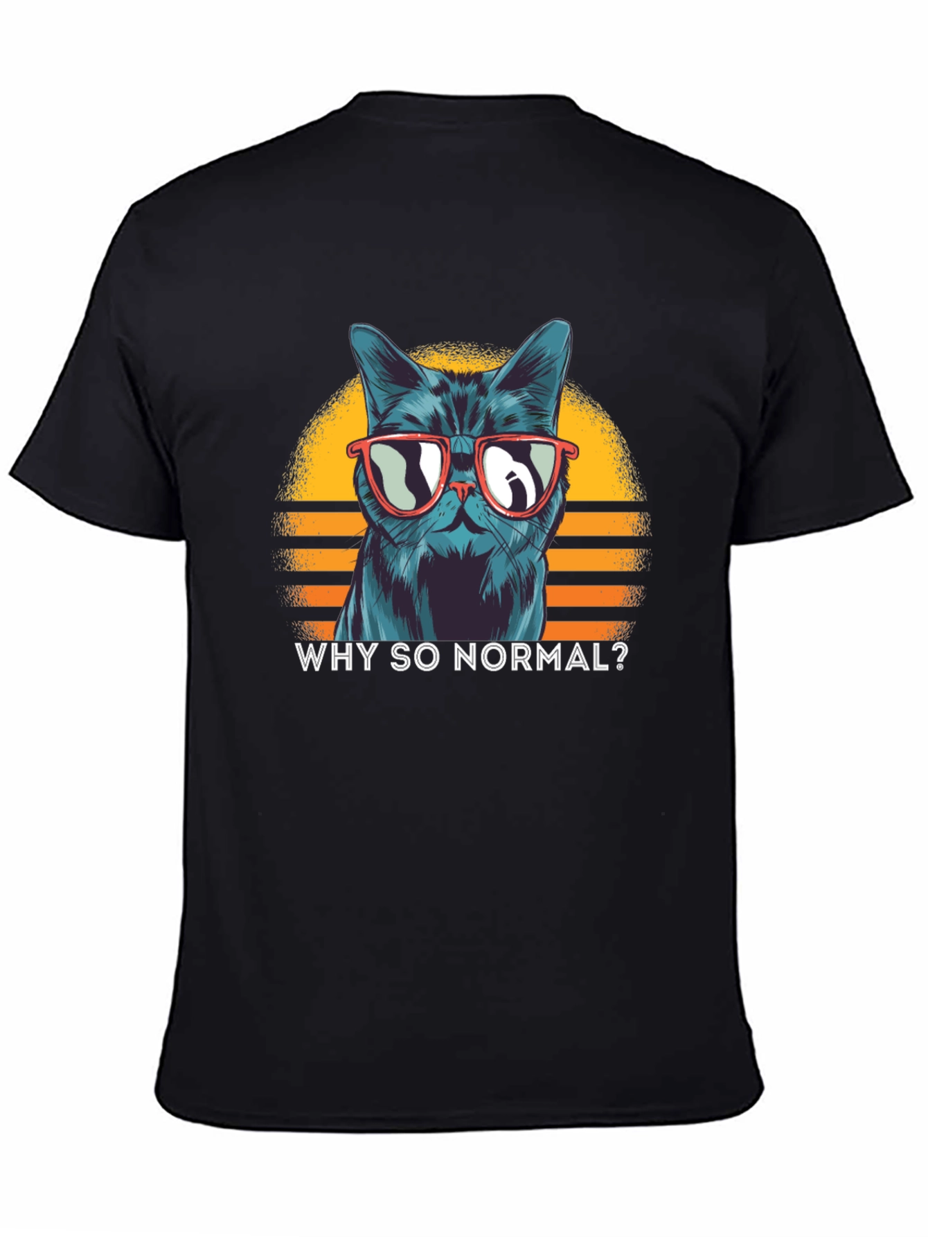 Black Cool Cat T-Shirt: Why So Normal? view 4