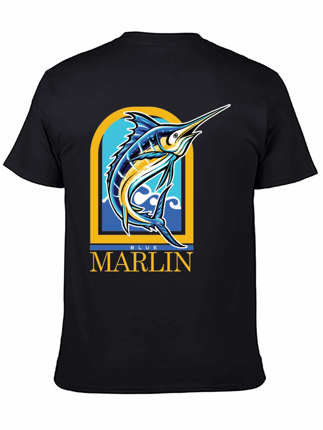 Black Blue Marlin Graphic T-Shirt - Men's Black Tee view 4
