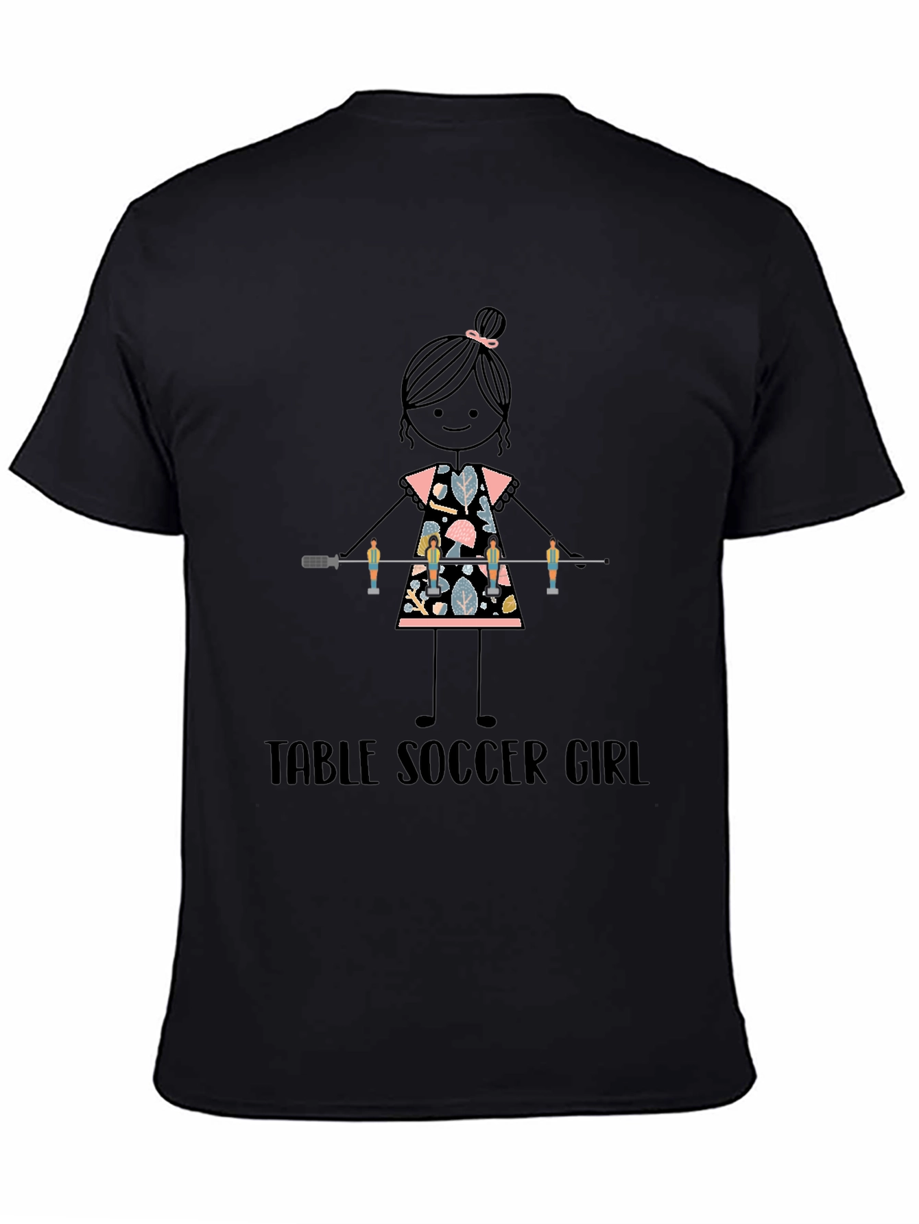 Black Table Soccer Girl Graphic Tee - Fun Sports T-Shirt view 4