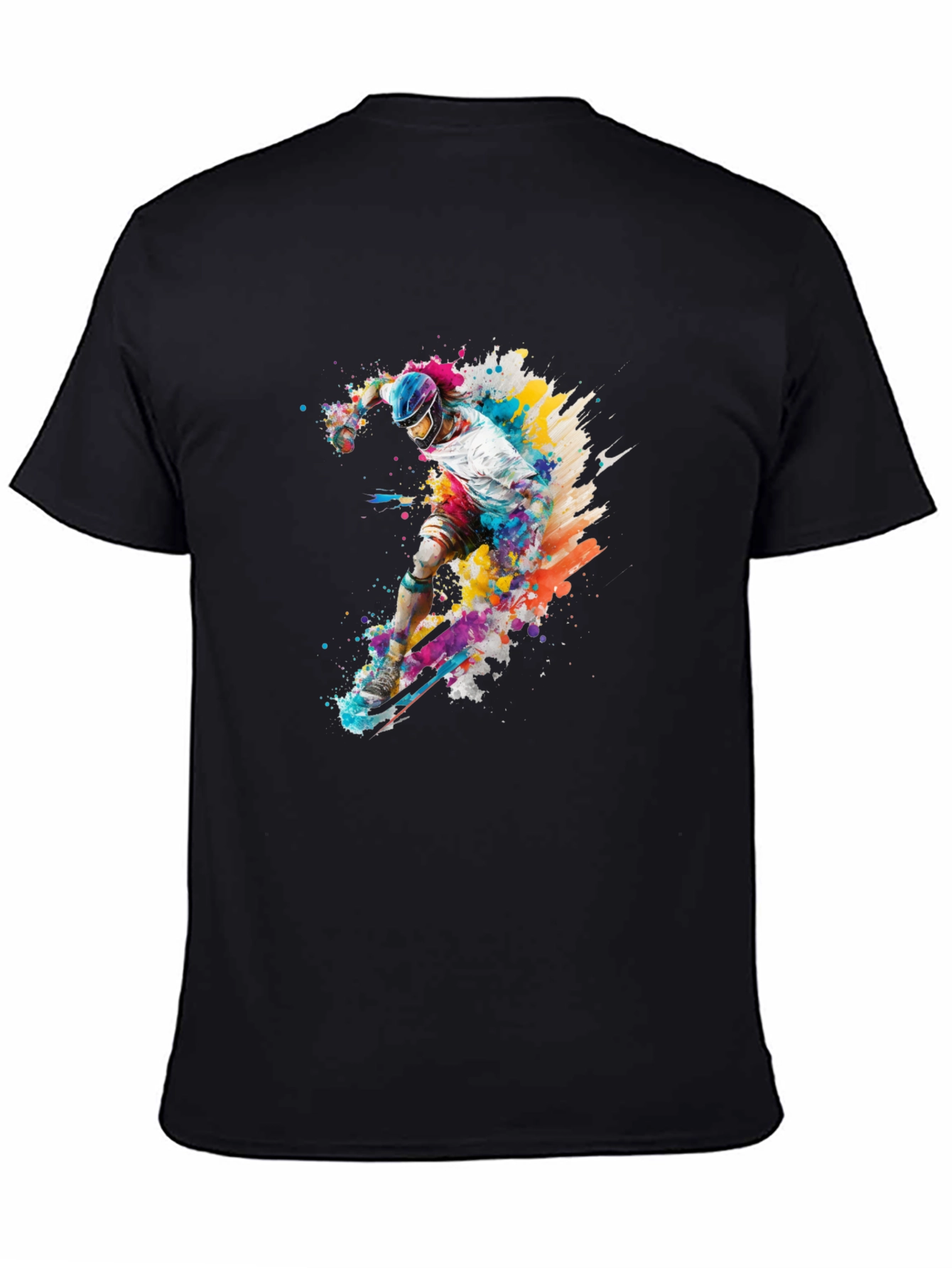 Black Colorful Skateboarder Graphic Tee view 4