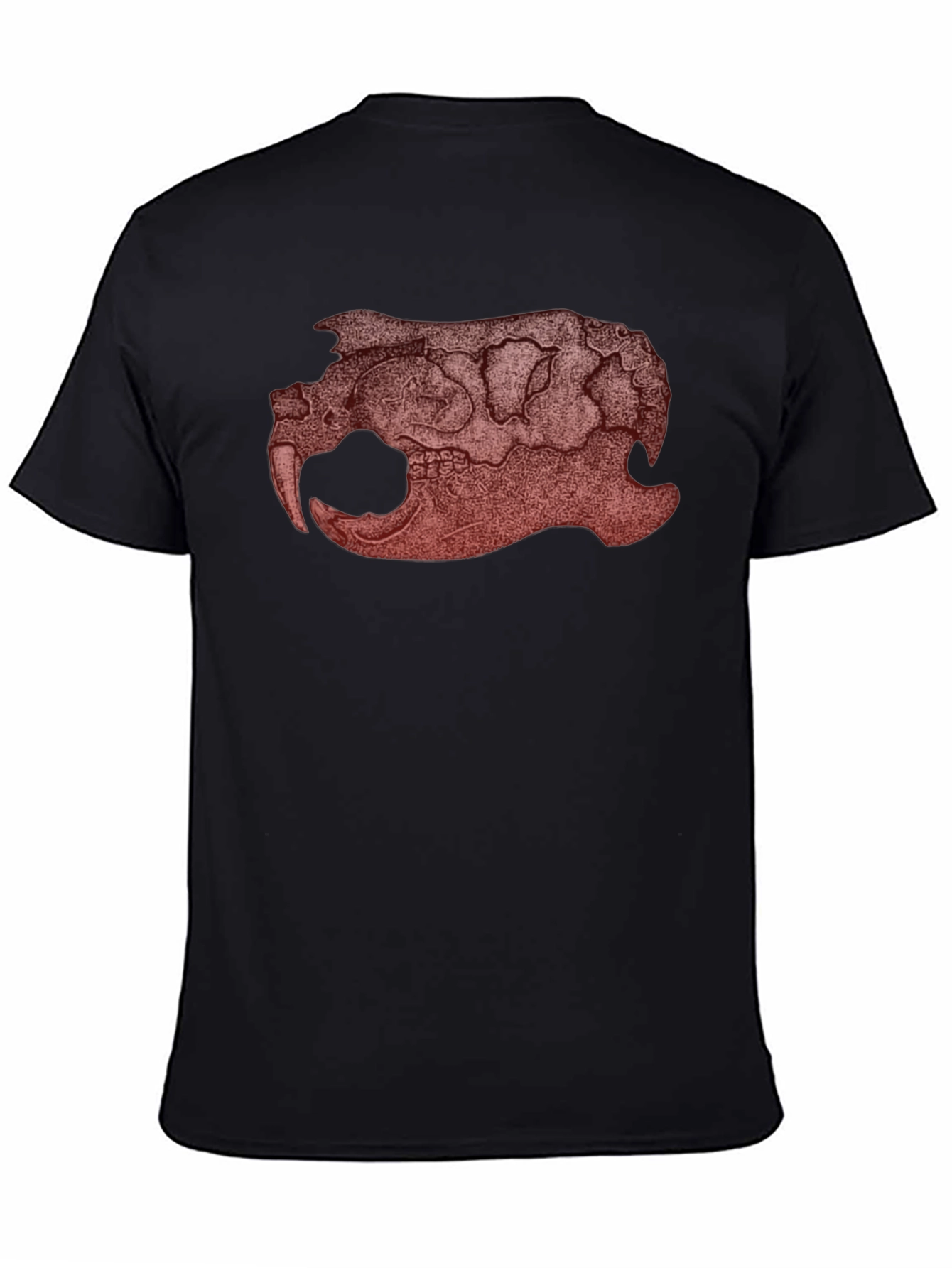 Black Graphic Beaver Skull Print Black T-Shirt view 4