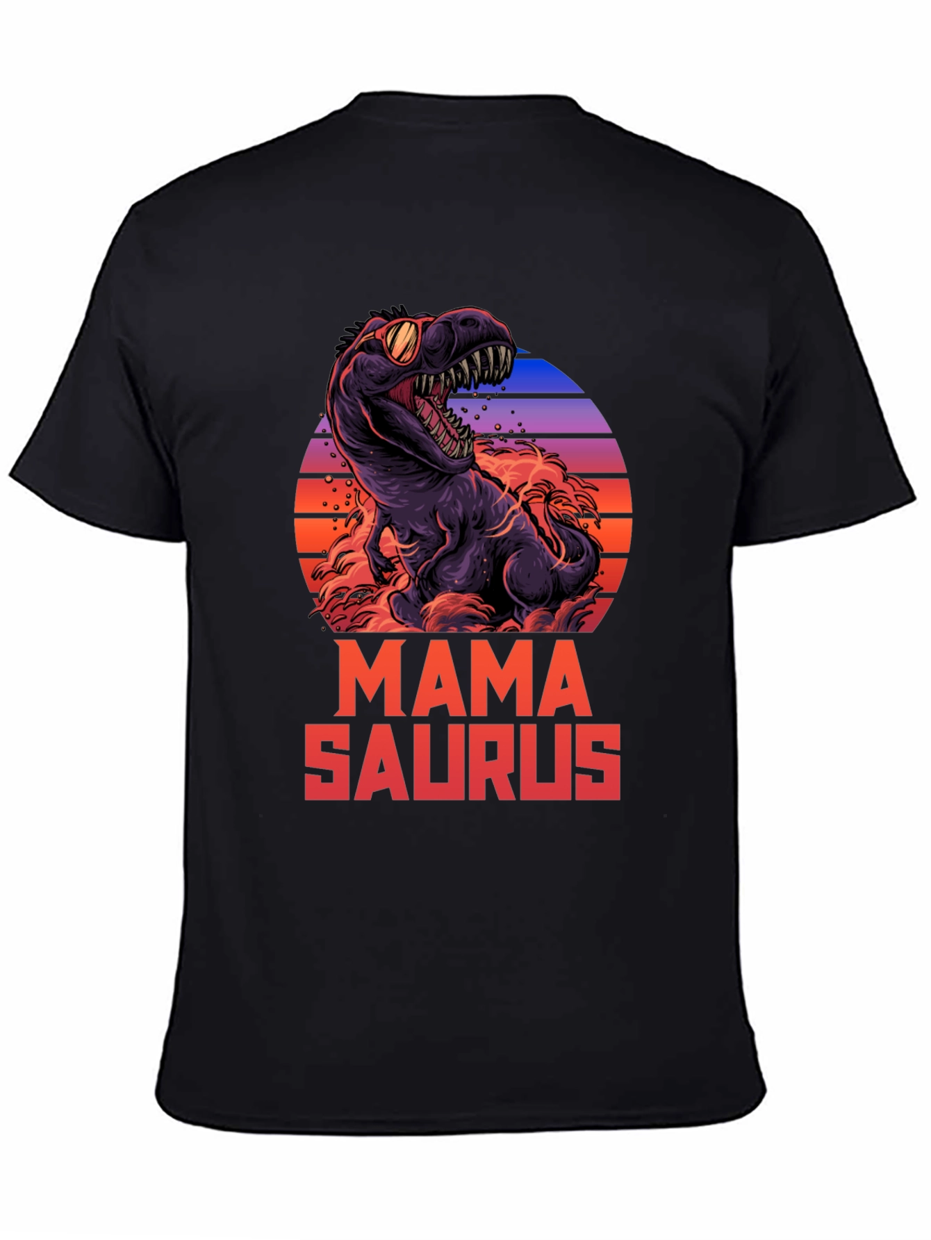 Black Mama Saurus Dinosaur Graphic T-Shirt view 4