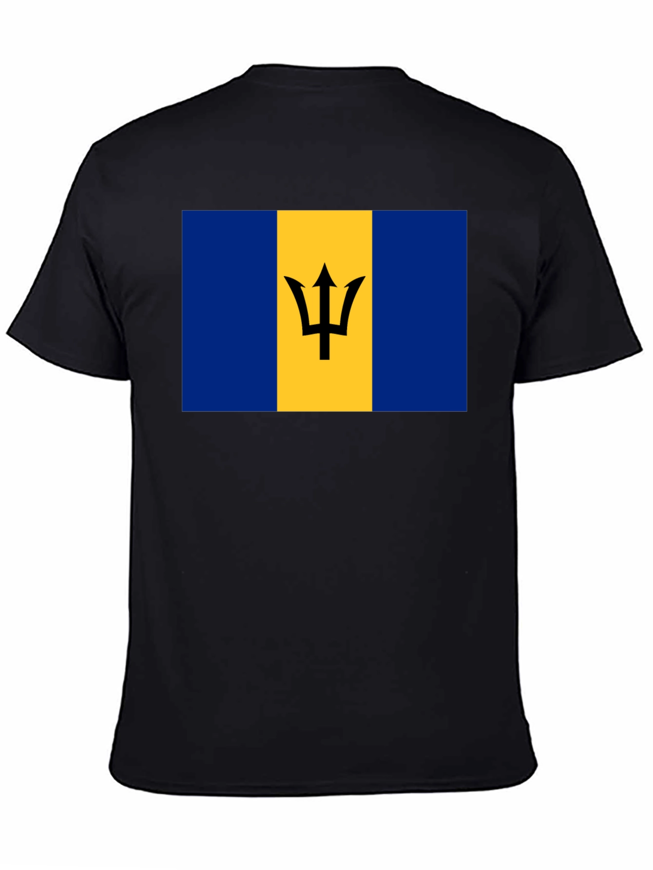Black Barbados Flag T-Shirt -  Unisex Crew Neck Tee view 4