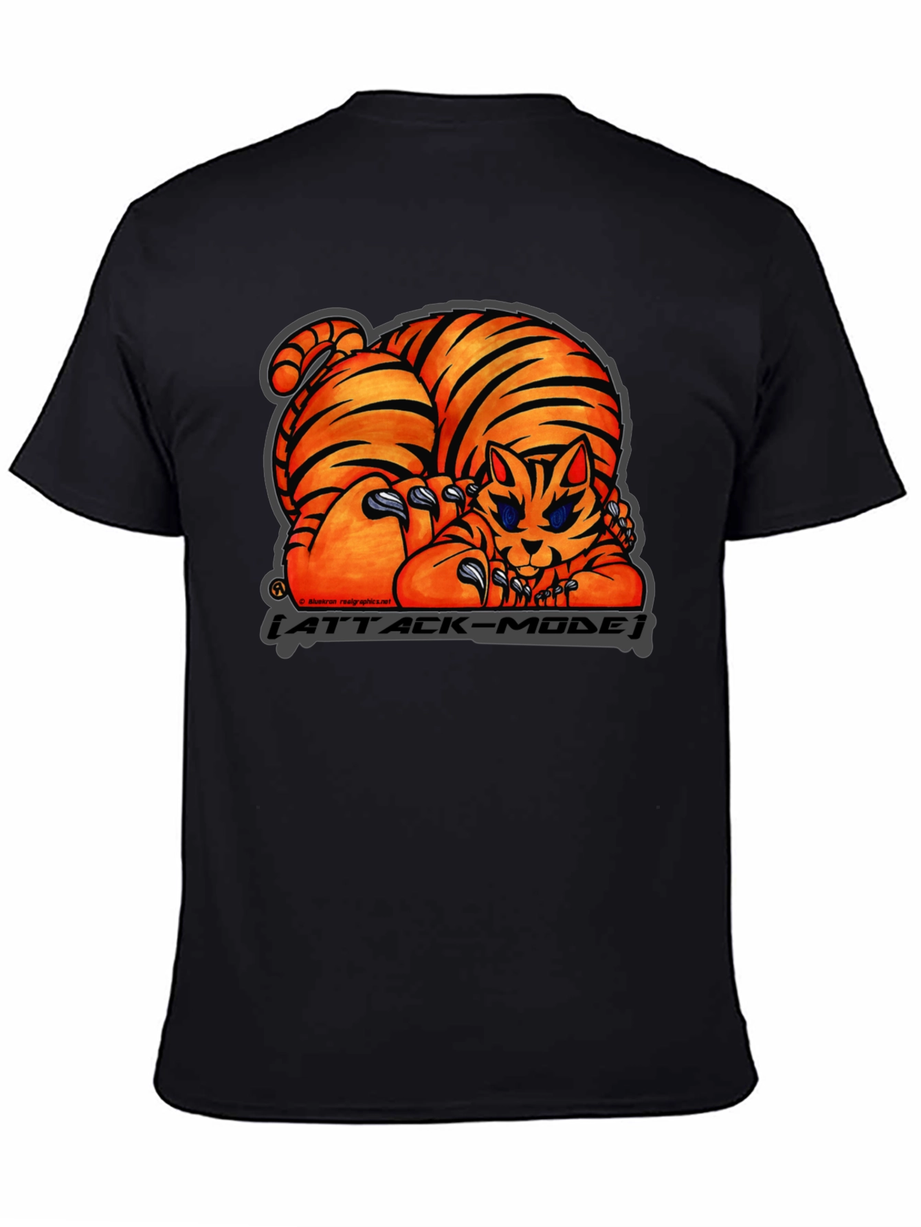Black Attack Mode Tiger Graphic T-Shirt, Cotton Blend, Casual Wear view 4
