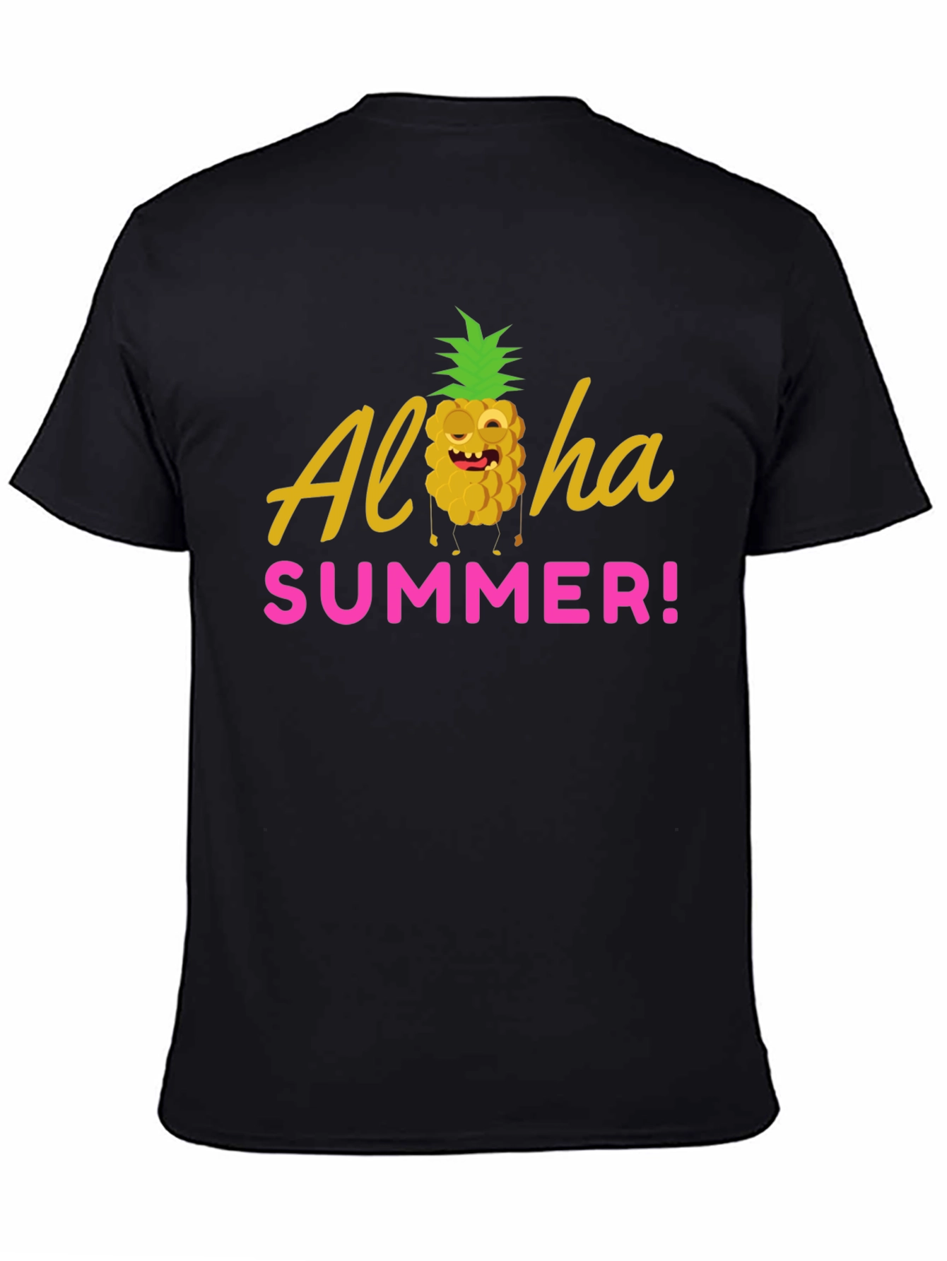 Black Aloha Summer Graphic T-Shirt - Black view 4