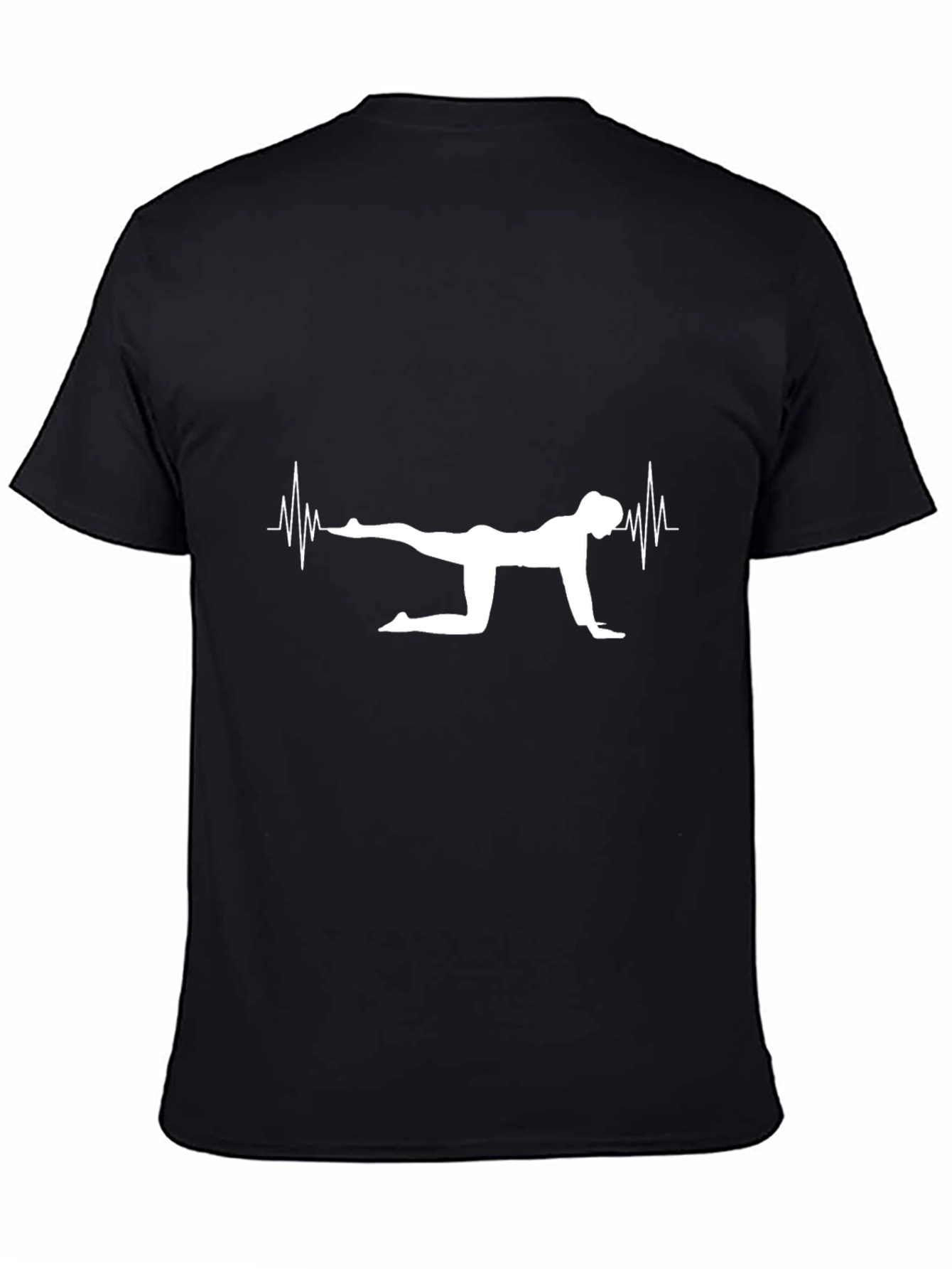 Black Yoga Heartbeat Graphic Tee - Black T-Shirt view 4
