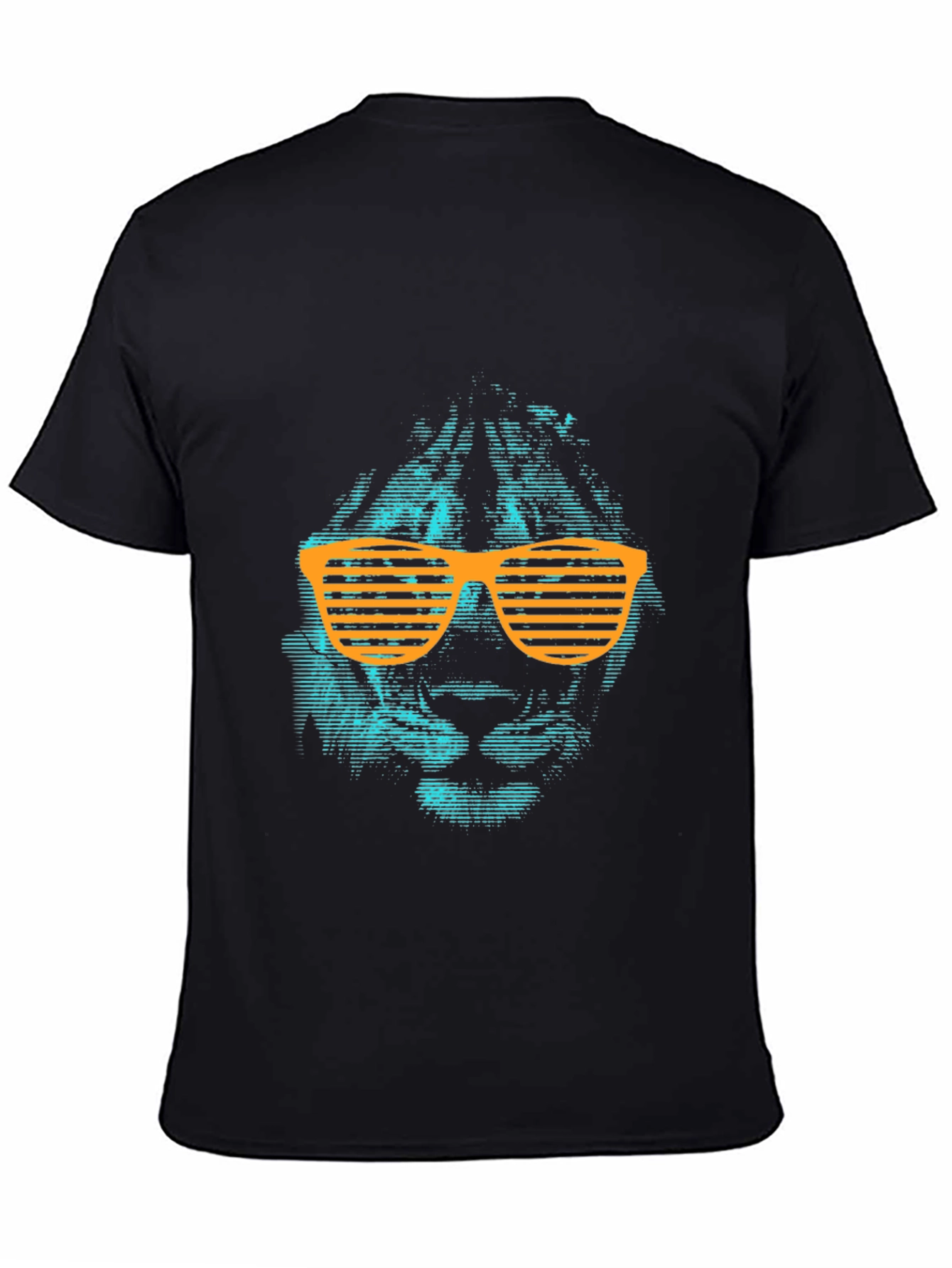 Black Cool Lion Graphic Tee with Orange Shutter Shades view 4