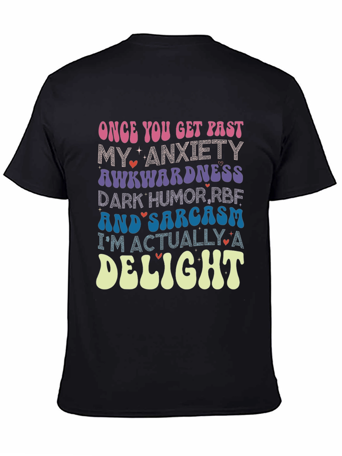 Black Anxiety Sarcasm Delight Novelty Graphic Tee view 4