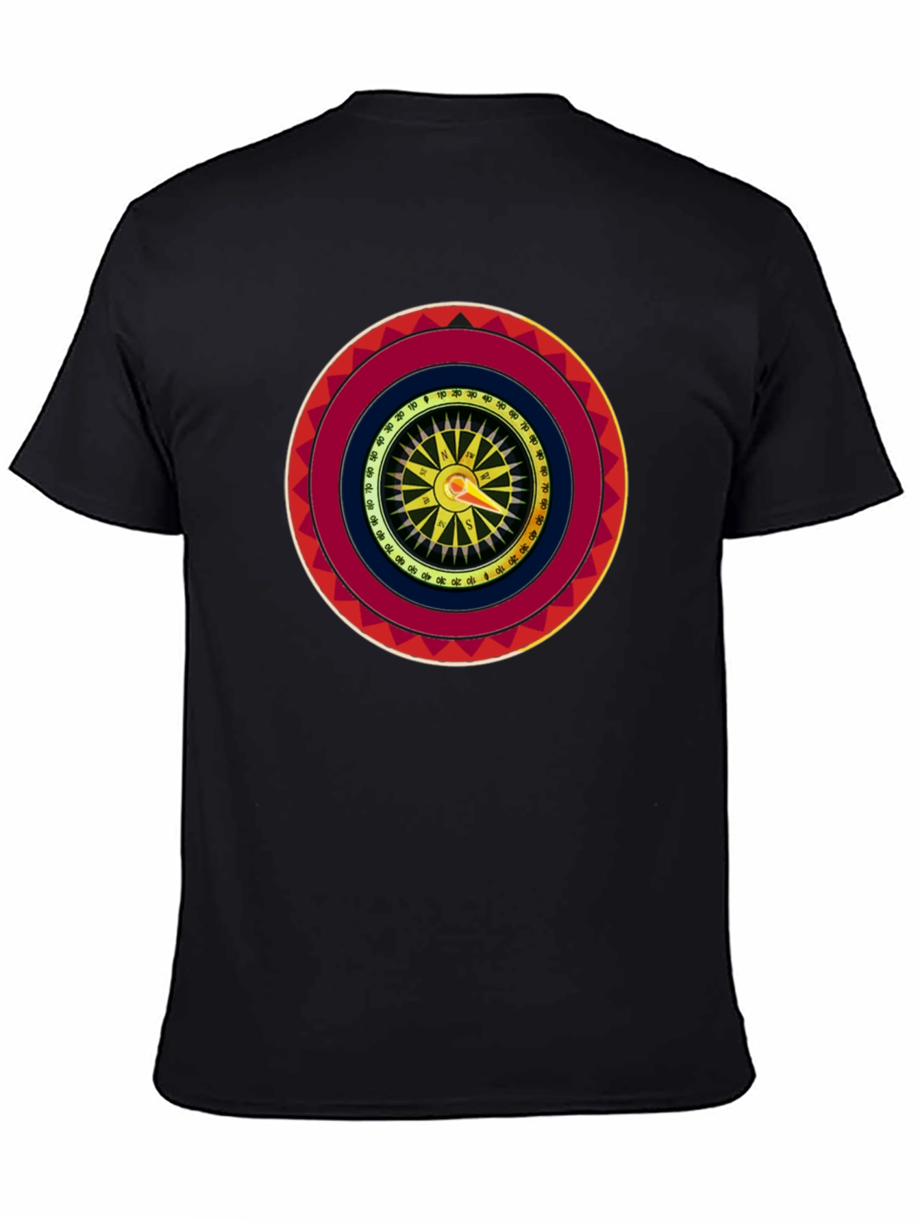 Black Compass Graphic Print Crew Neck T-Shirt view 4