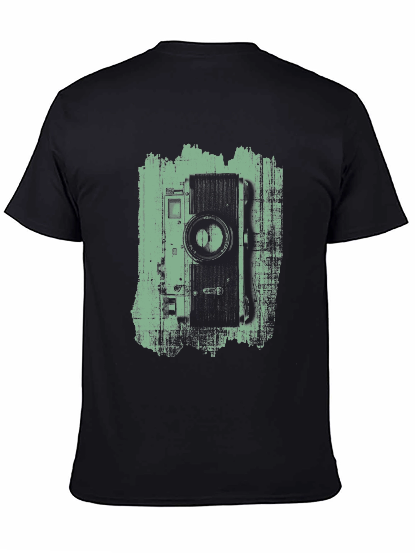 Black Vintage Camera Graphic Tee - Black Cotton T-Shirt view 4
