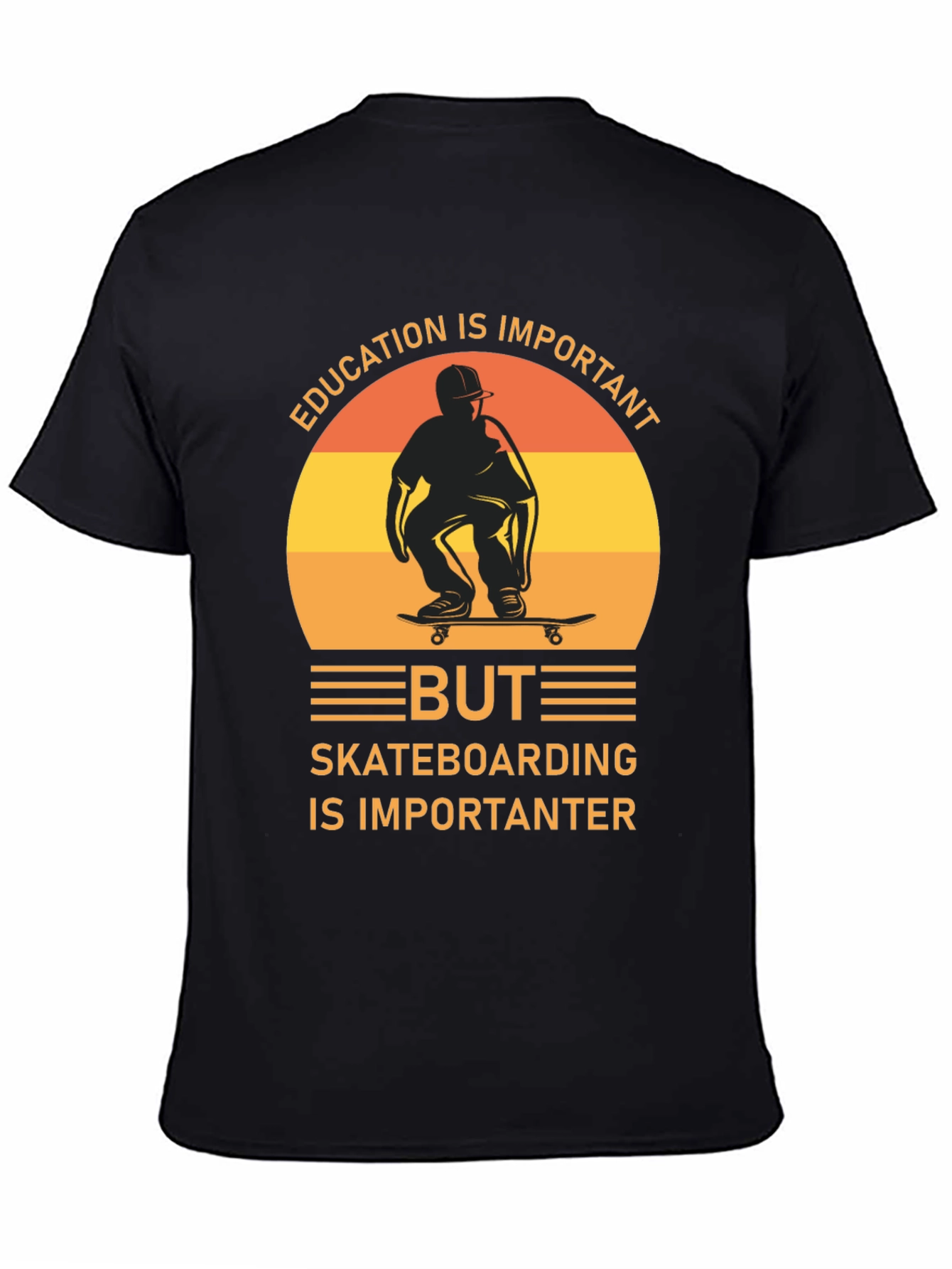 Skateboarding Graphic Tee - Education is Important, But... - 4