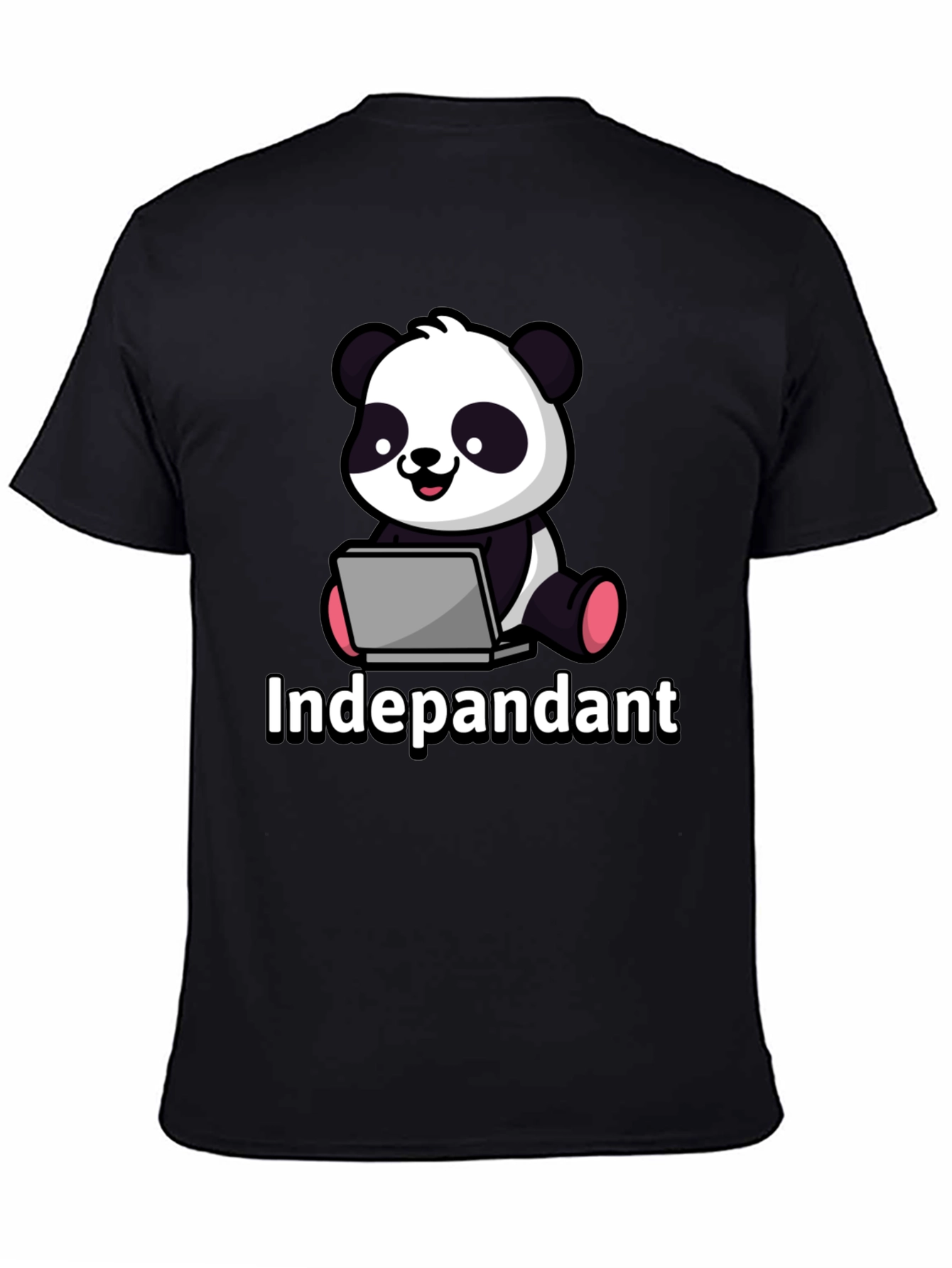 Black Independant Panda Graphic Tee - Soft Black Cotton T-Shirt view 4